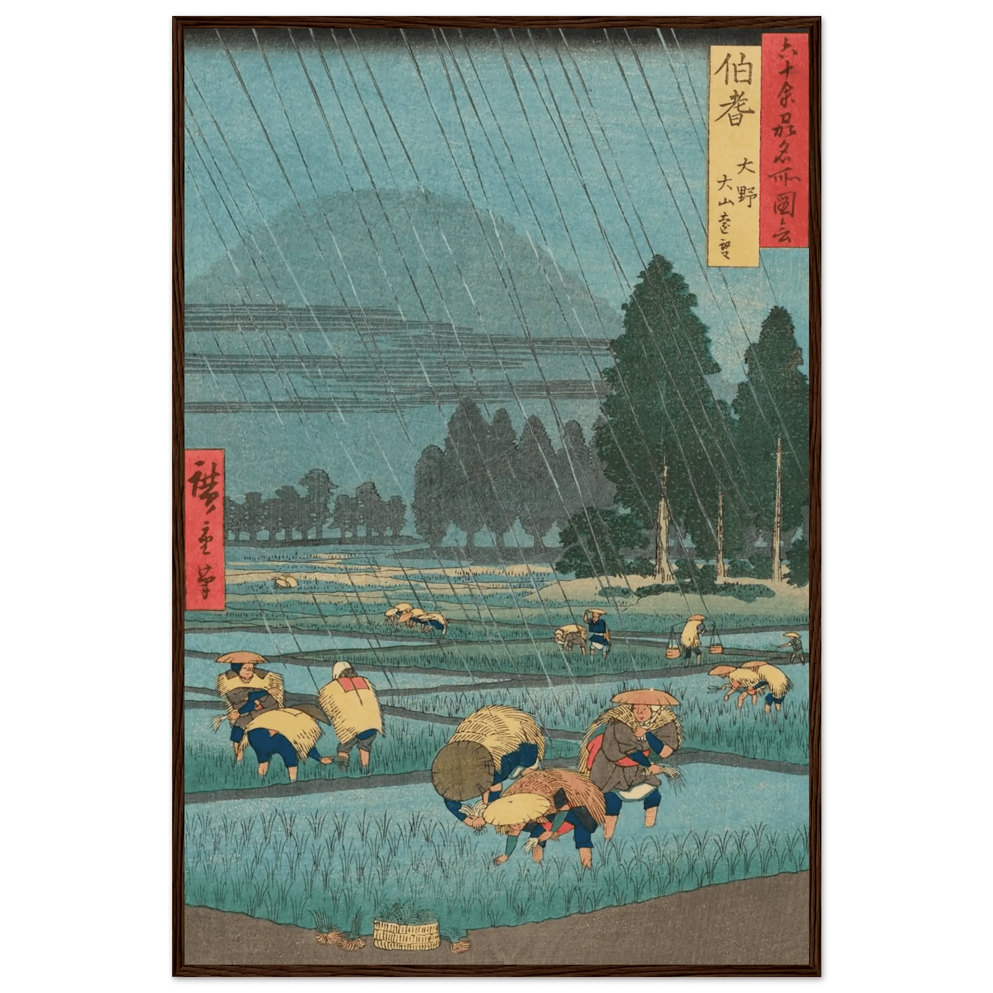 Regen über den Reisfeldern - Gerahmte Eleganz - HINORI