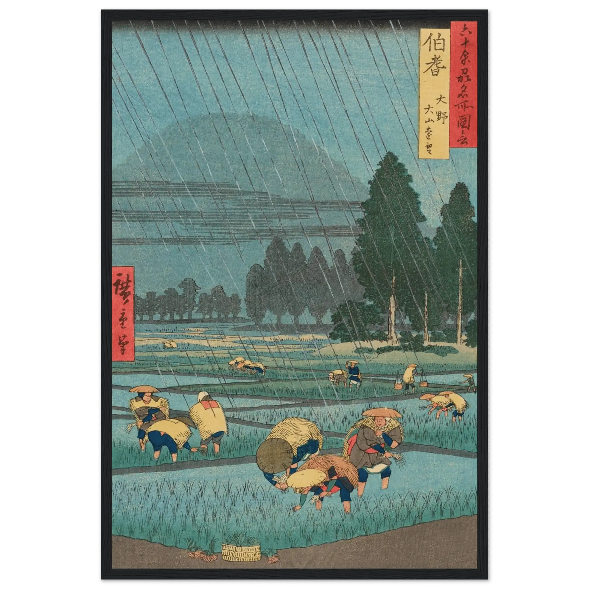 Regen über den Reisfeldern - Gerahmte Eleganz - HINORI