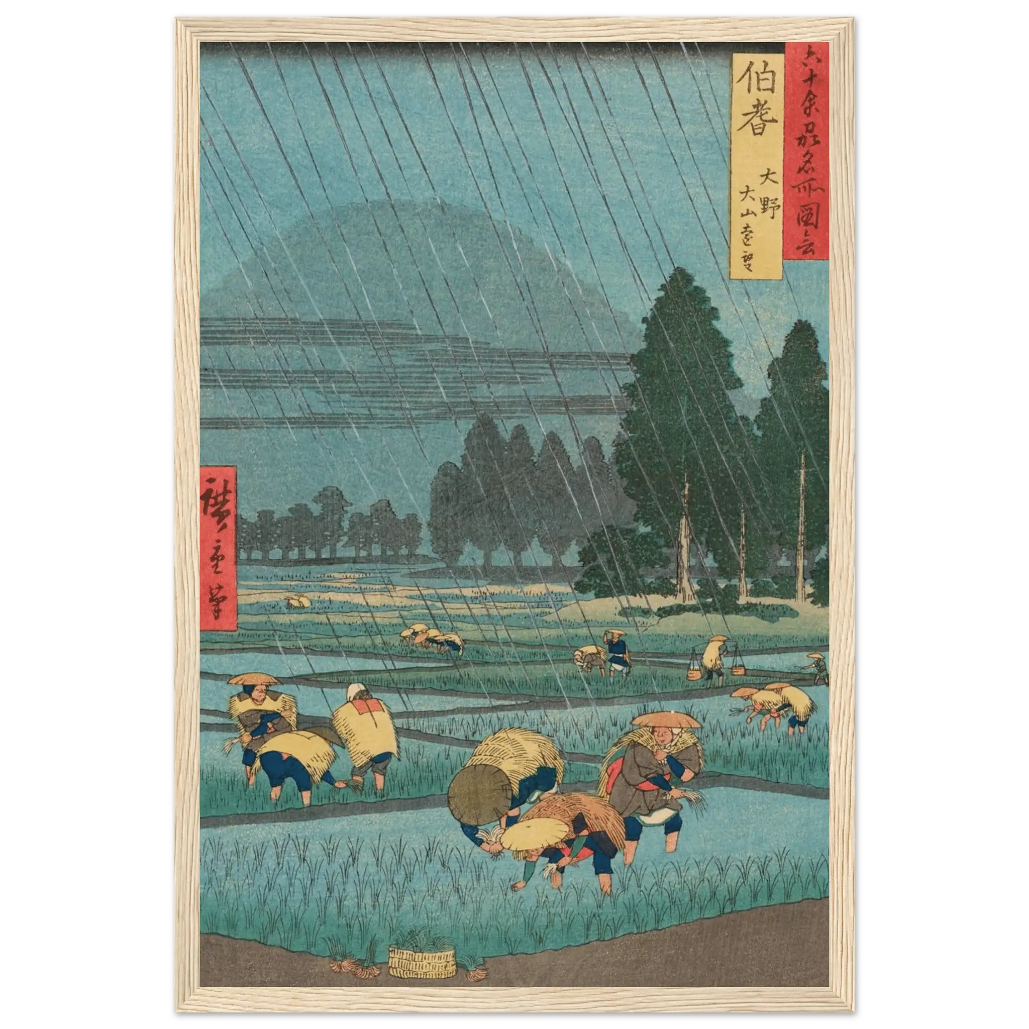 Regen über den Reisfeldern - Gerahmte Eleganz - HINORI