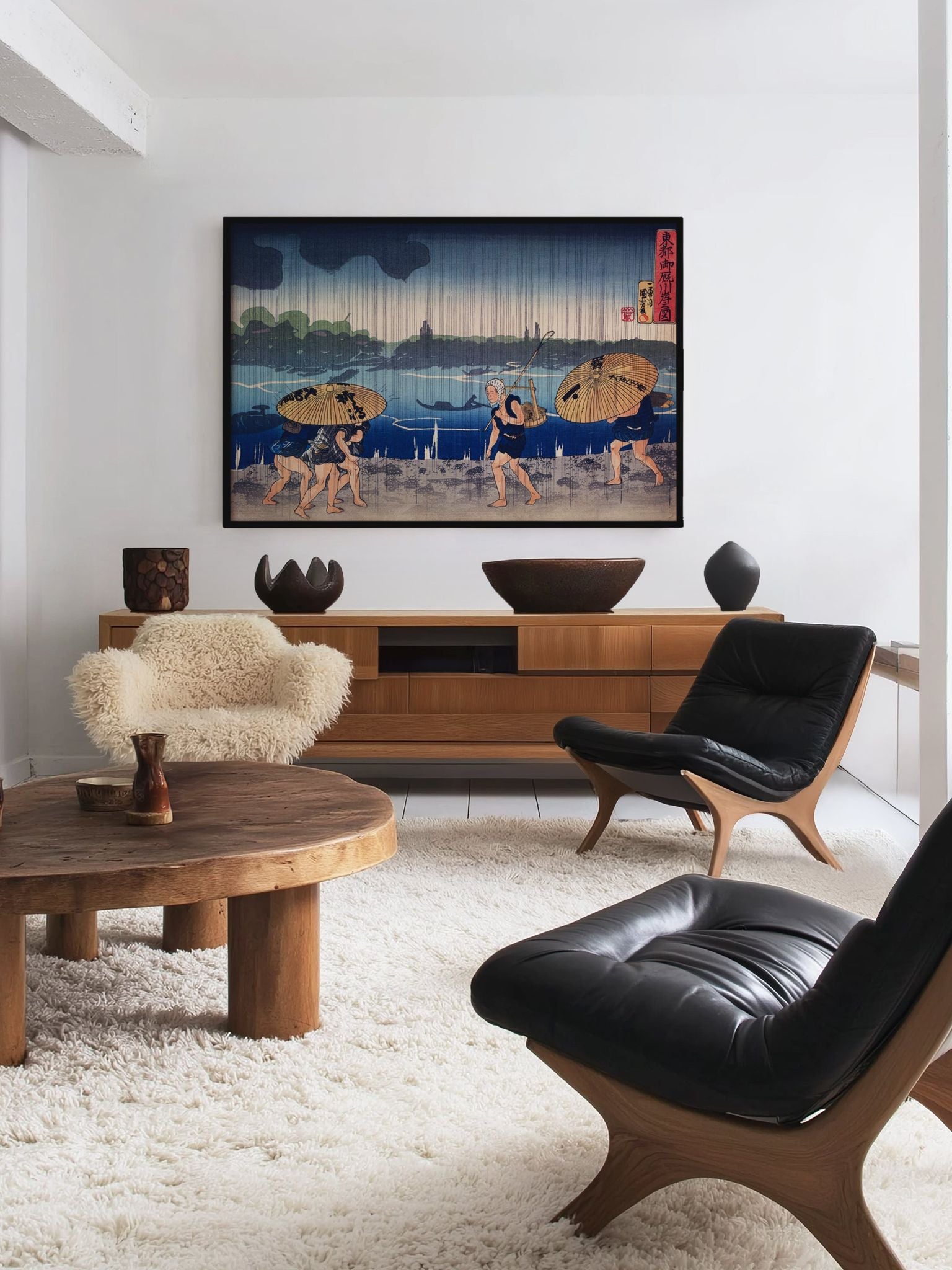 Regen am Sumida-Fluss - Gerahmte Eleganz