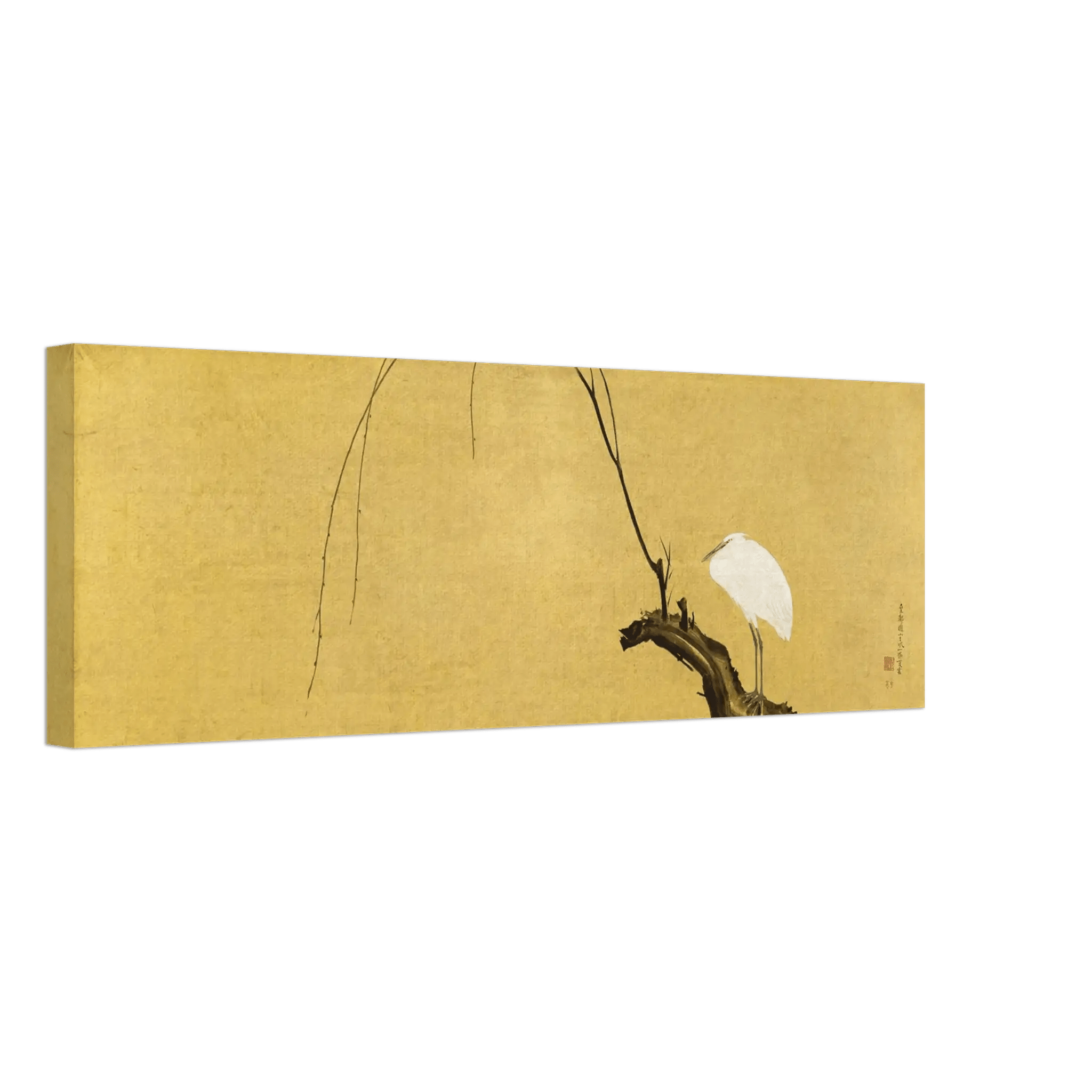 Reiher auf einem Weidenzweig - Leinwand Edition - HINORI