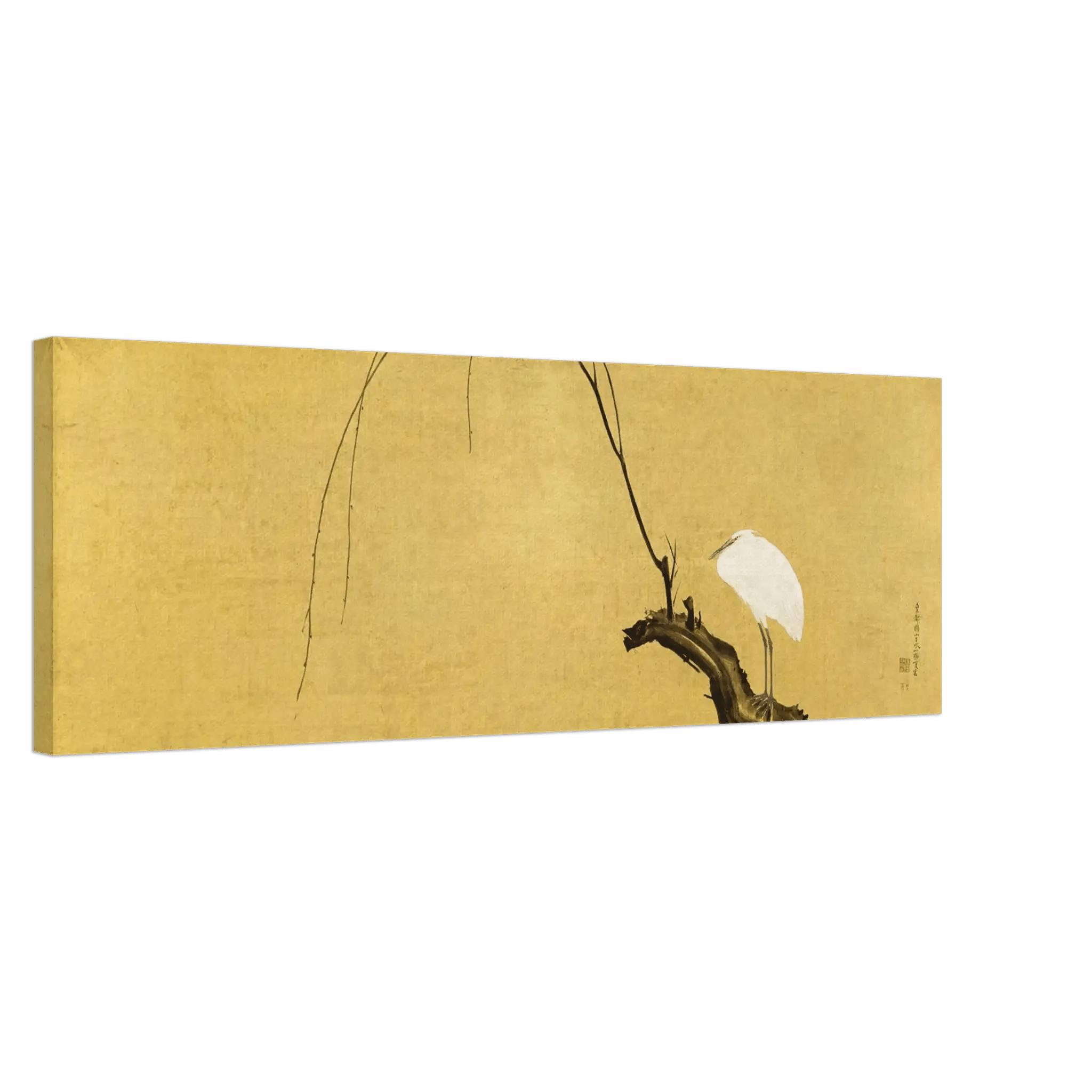 Reiher auf einem Weidenzweig - Leinwand Edition - HINORI