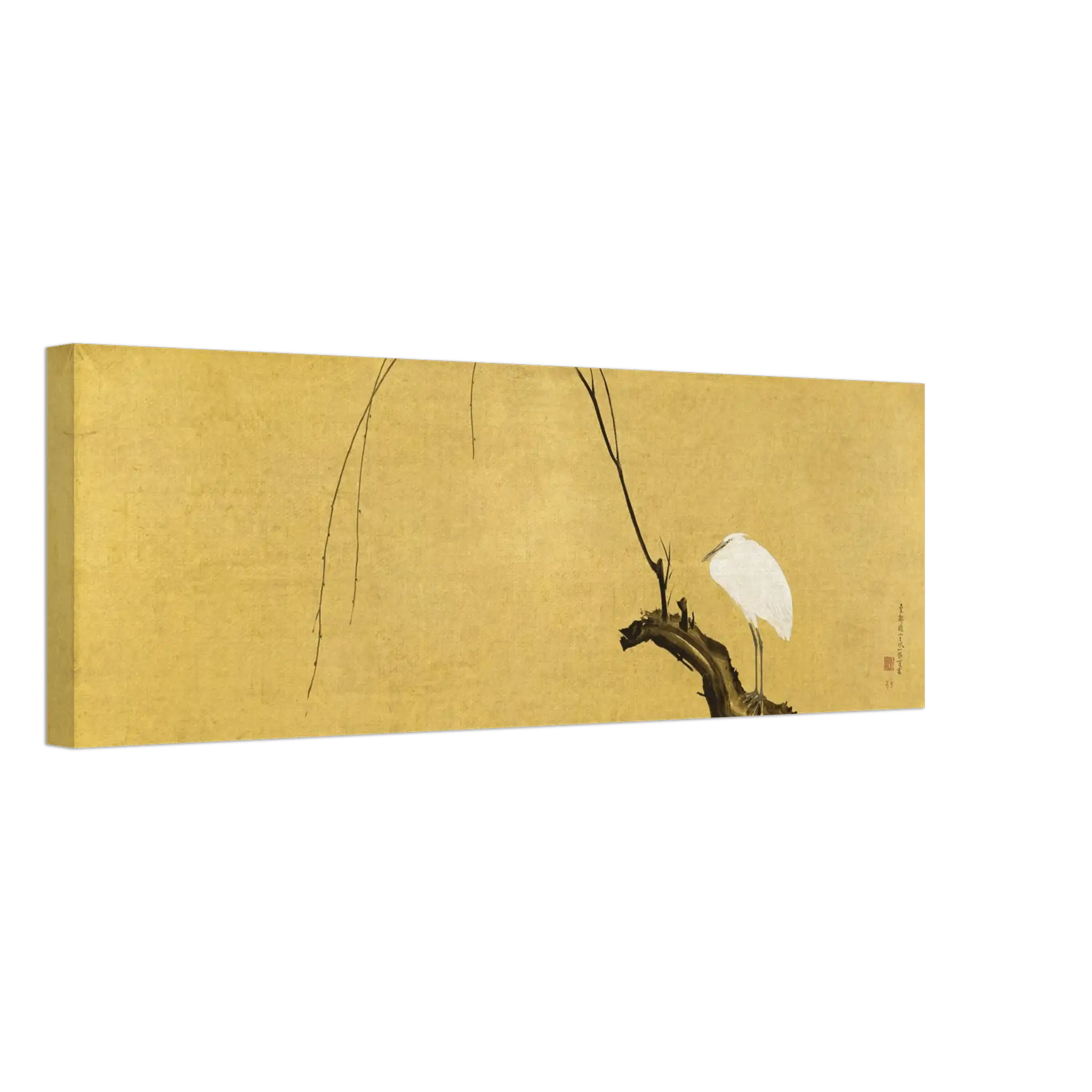 Reiher auf einem Weidenzweig - Leinwand Edition - HINORI