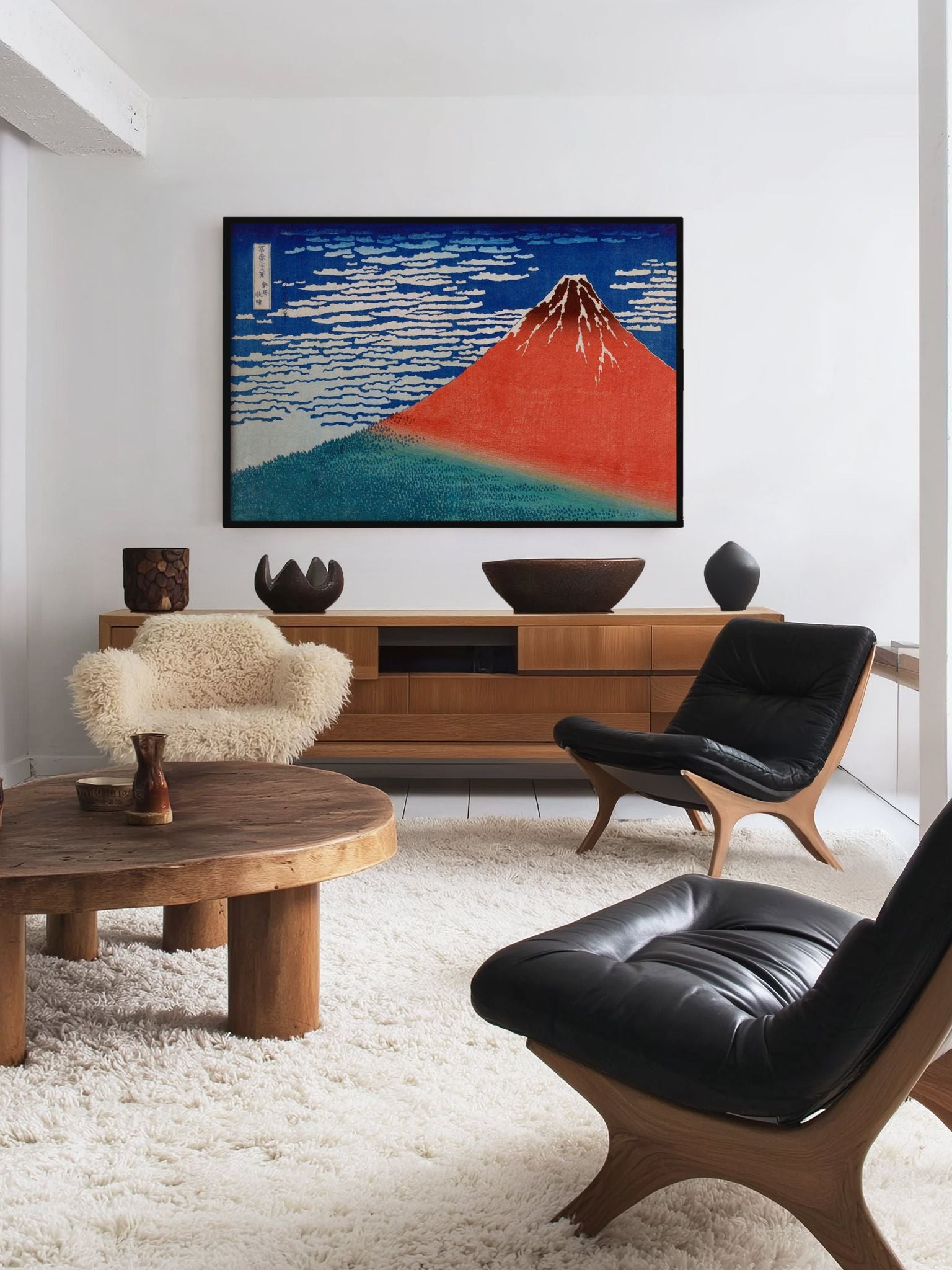 Roter Fuji im Morgenlicht -Gerahmte Eleganz