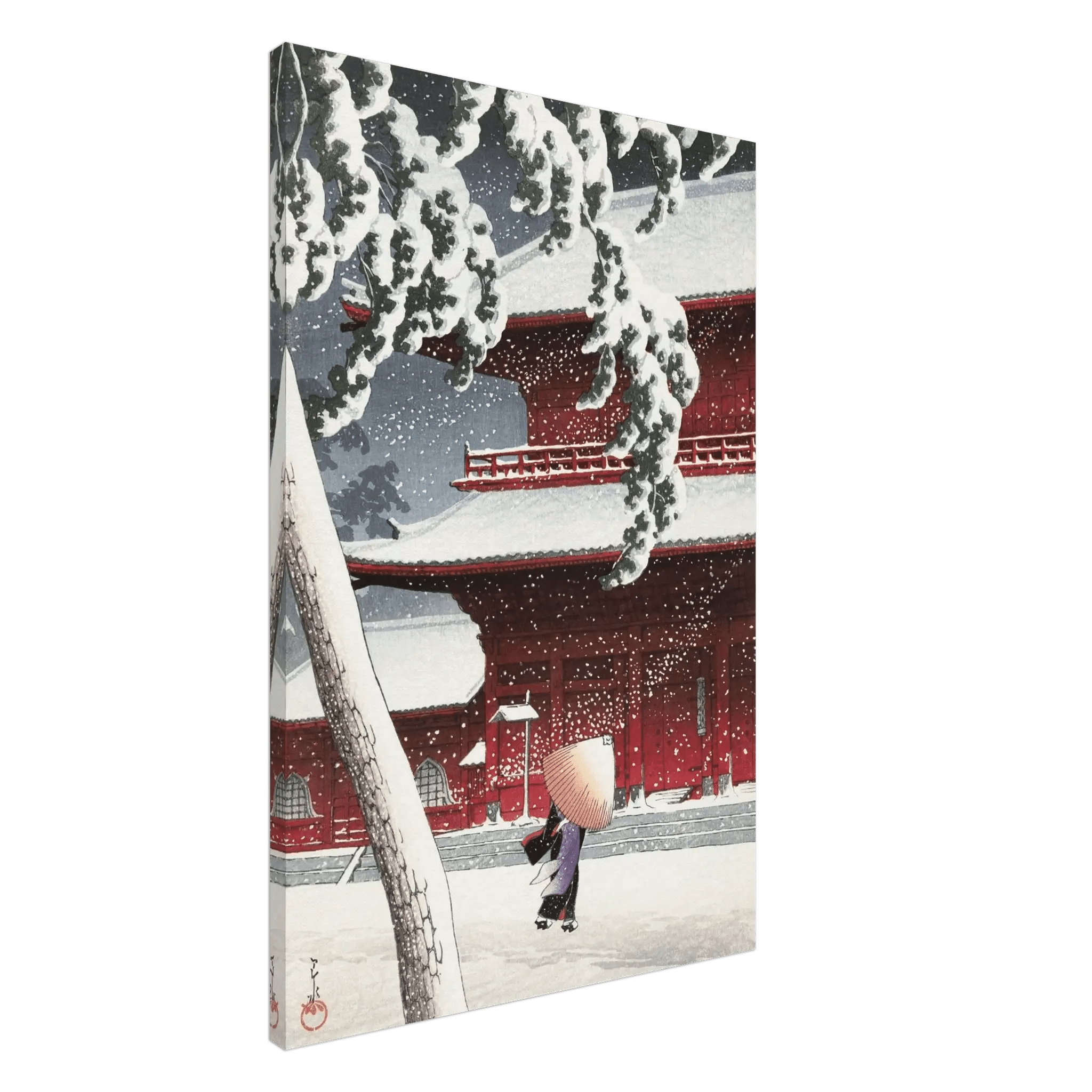 Schnee am Zojoji - Schrein in Shiba - Leinwand Edition - HINORI