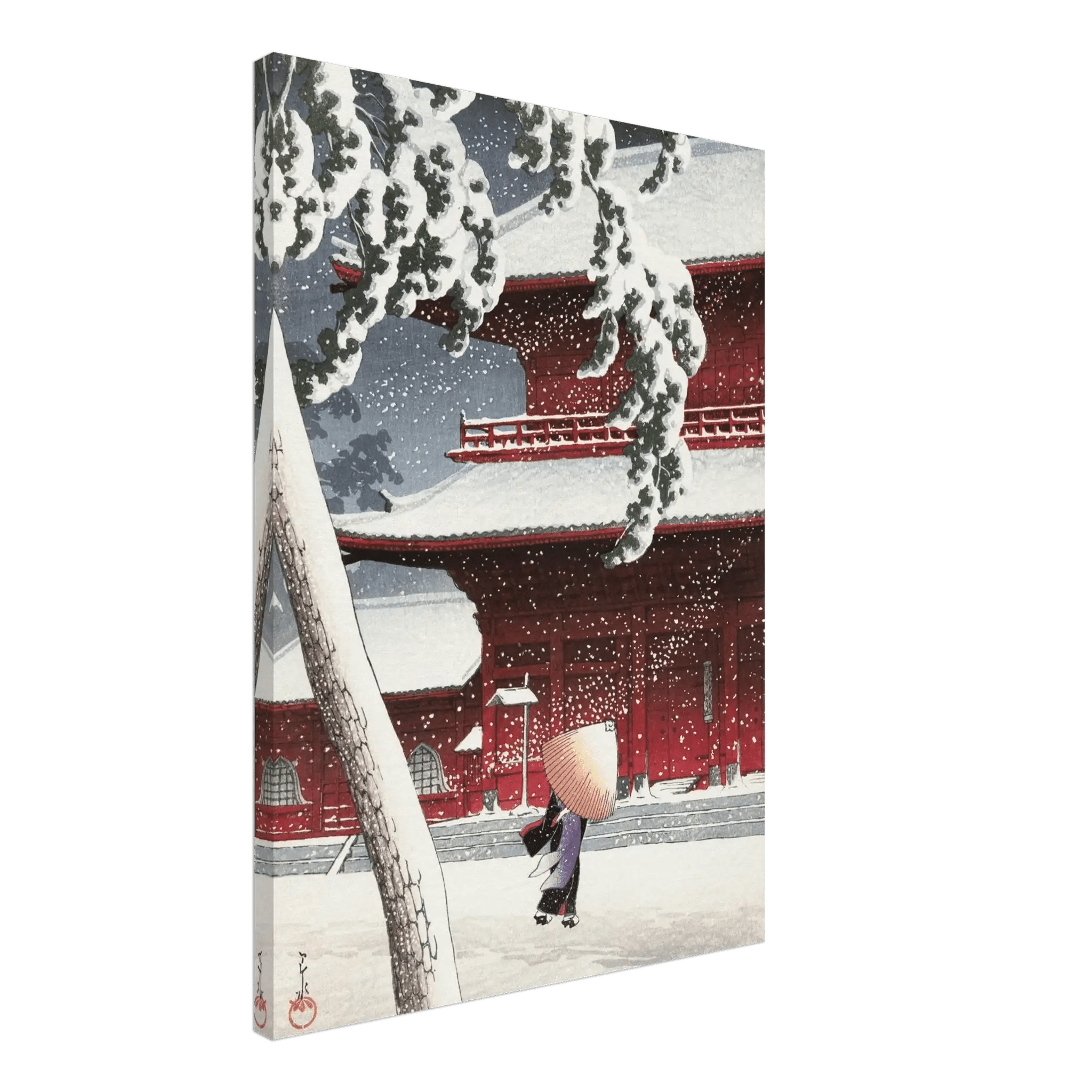 Schnee am Zojoji - Schrein in Shiba - Leinwand Edition - HINORI