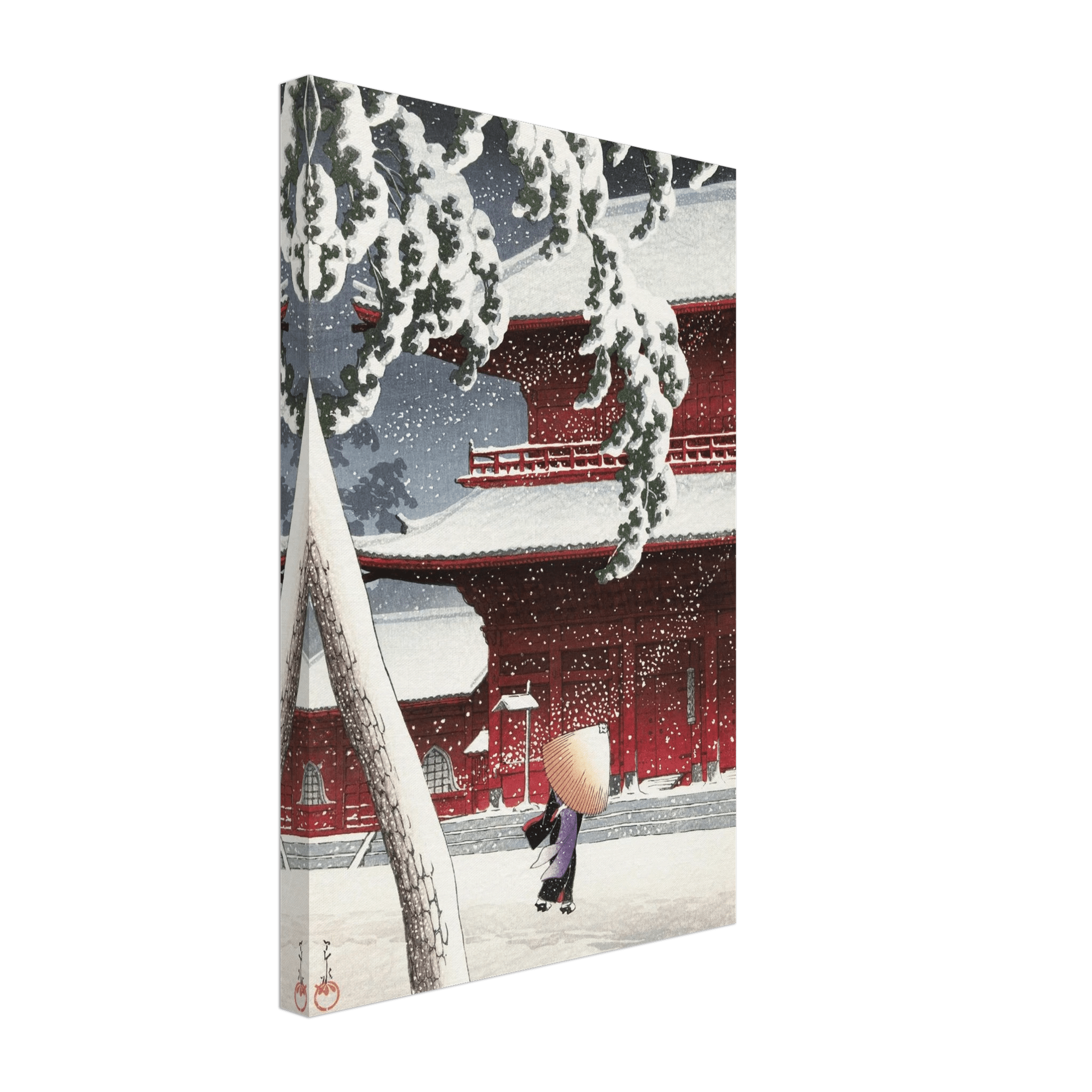Schnee am Zojoji - Schrein in Shiba - Leinwand Edition - HINORI