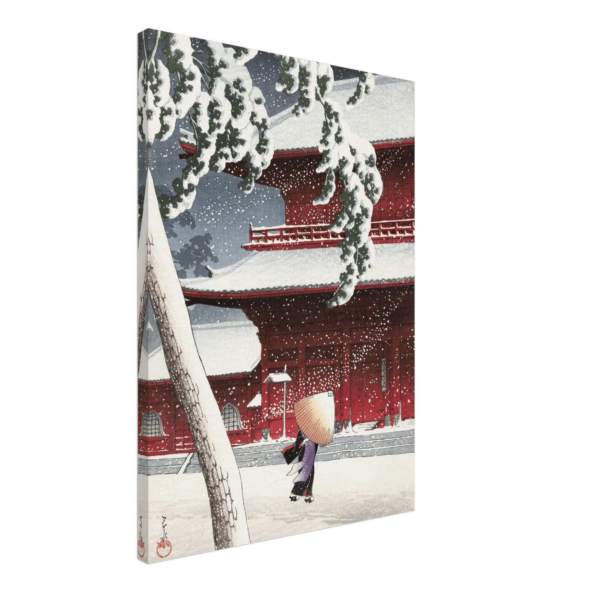Schnee am Zojoji - Schrein in Shiba - Leinwand Edition - HINORI