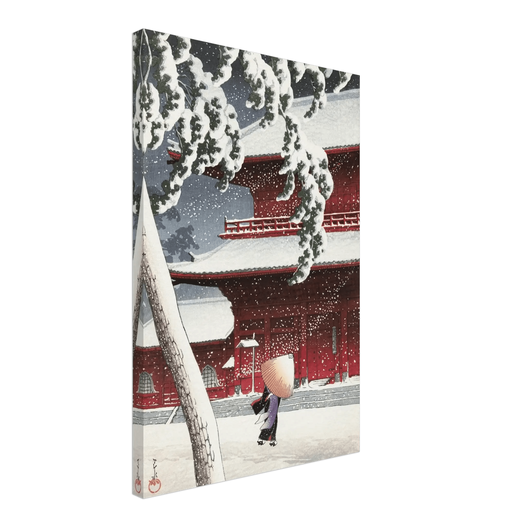 Schnee am Zojoji - Schrein in Shiba - Leinwand Edition - HINORI