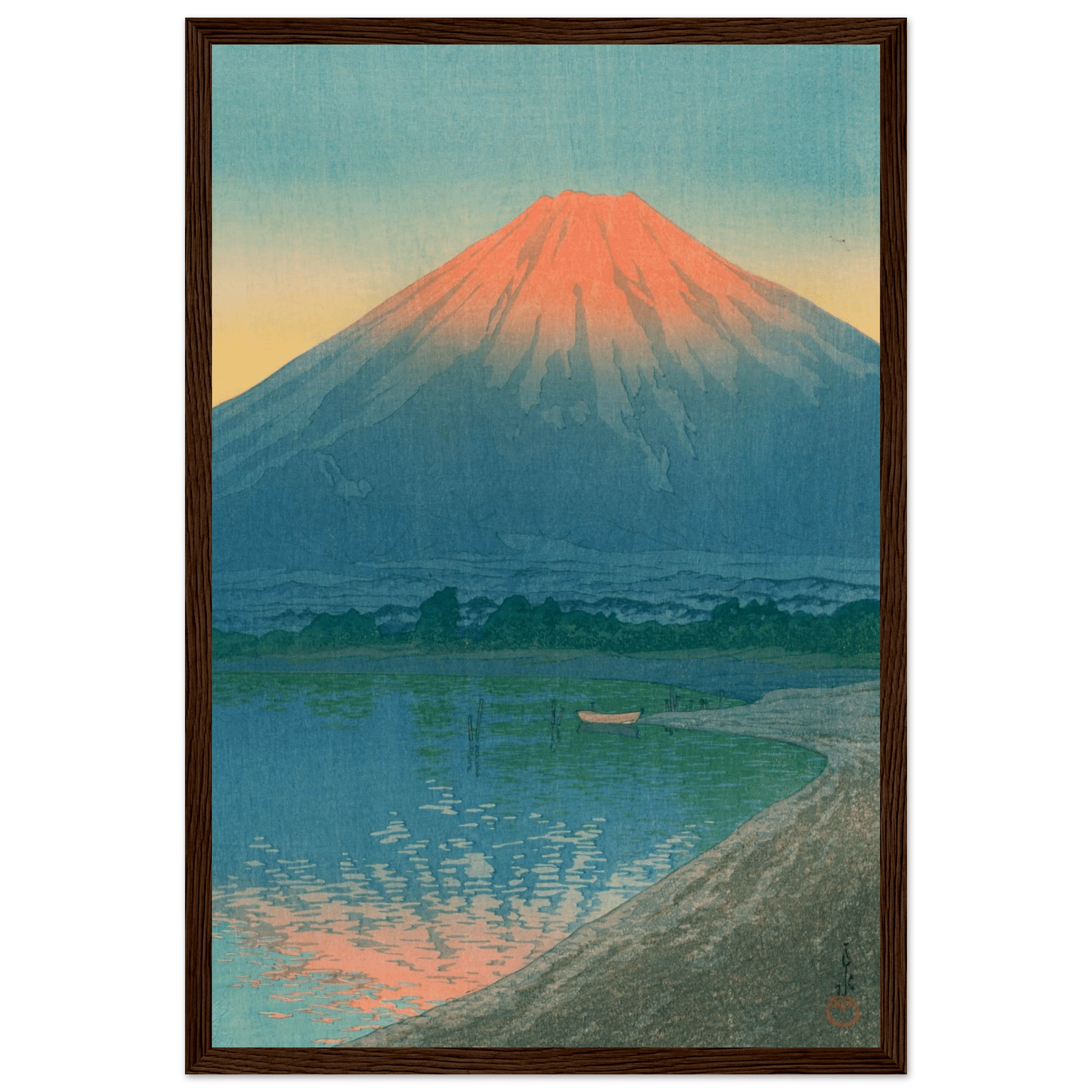 Tagesanbruch am Yamanaka - See - Gerahmte Eleganz - HINORI