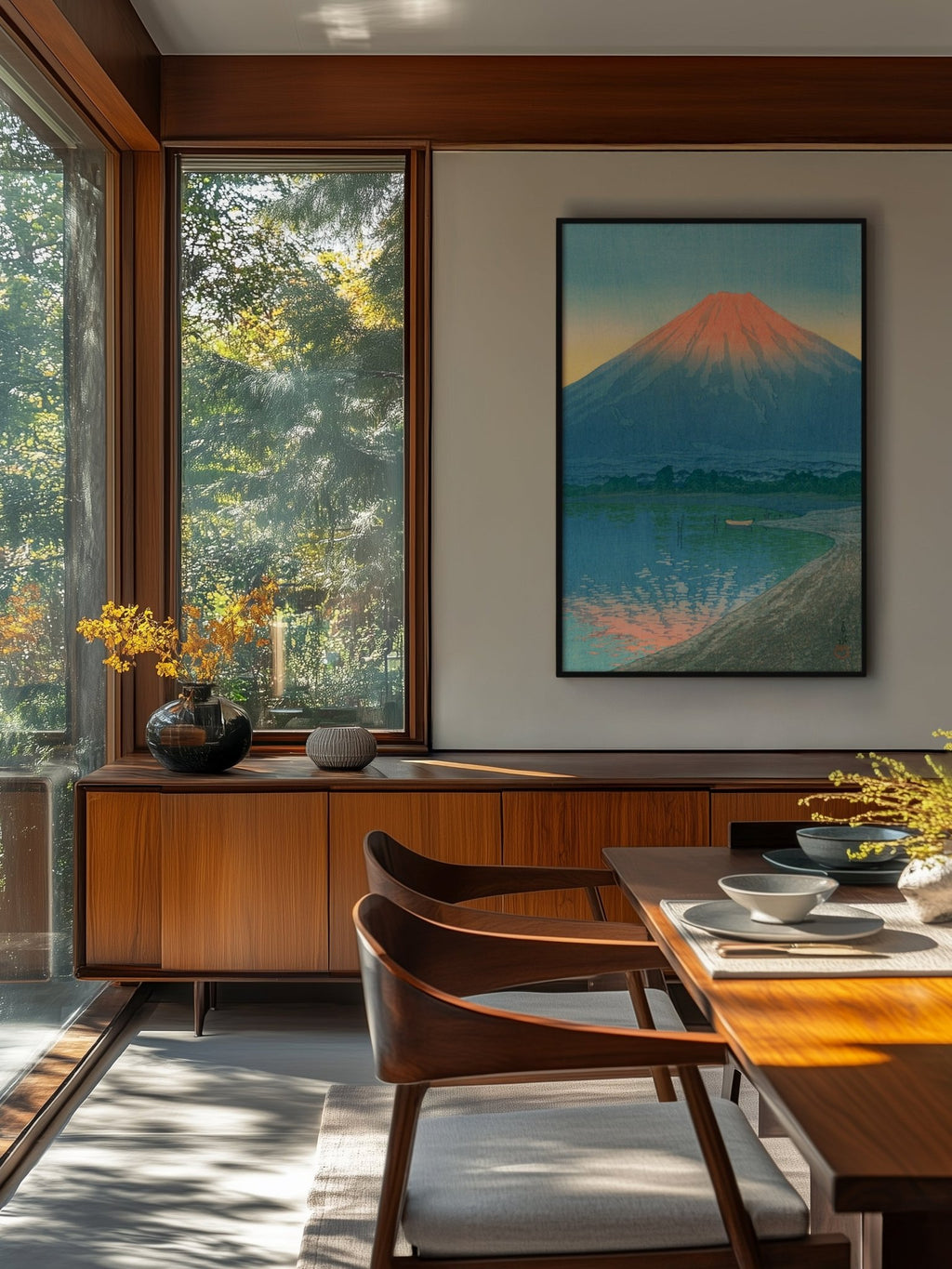 Tagesanbruch am Yamanaka - See - Gerahmte Eleganz - HINORI