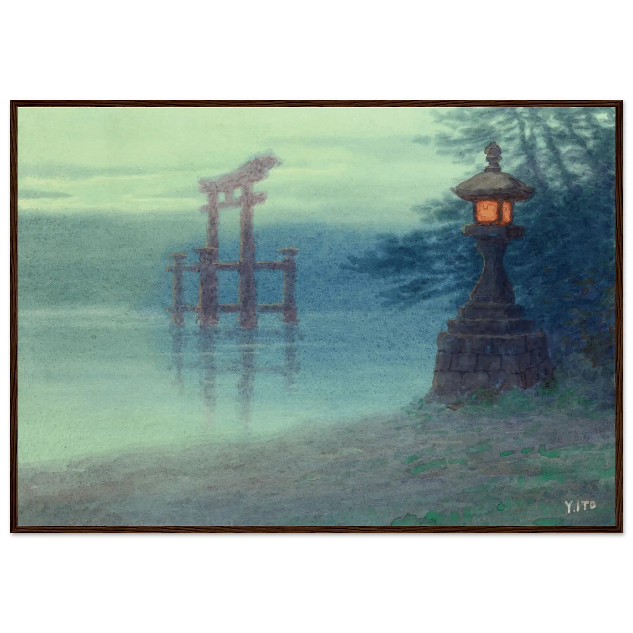 Torii im Nebel - Gerahmte Eleganz - HINORI