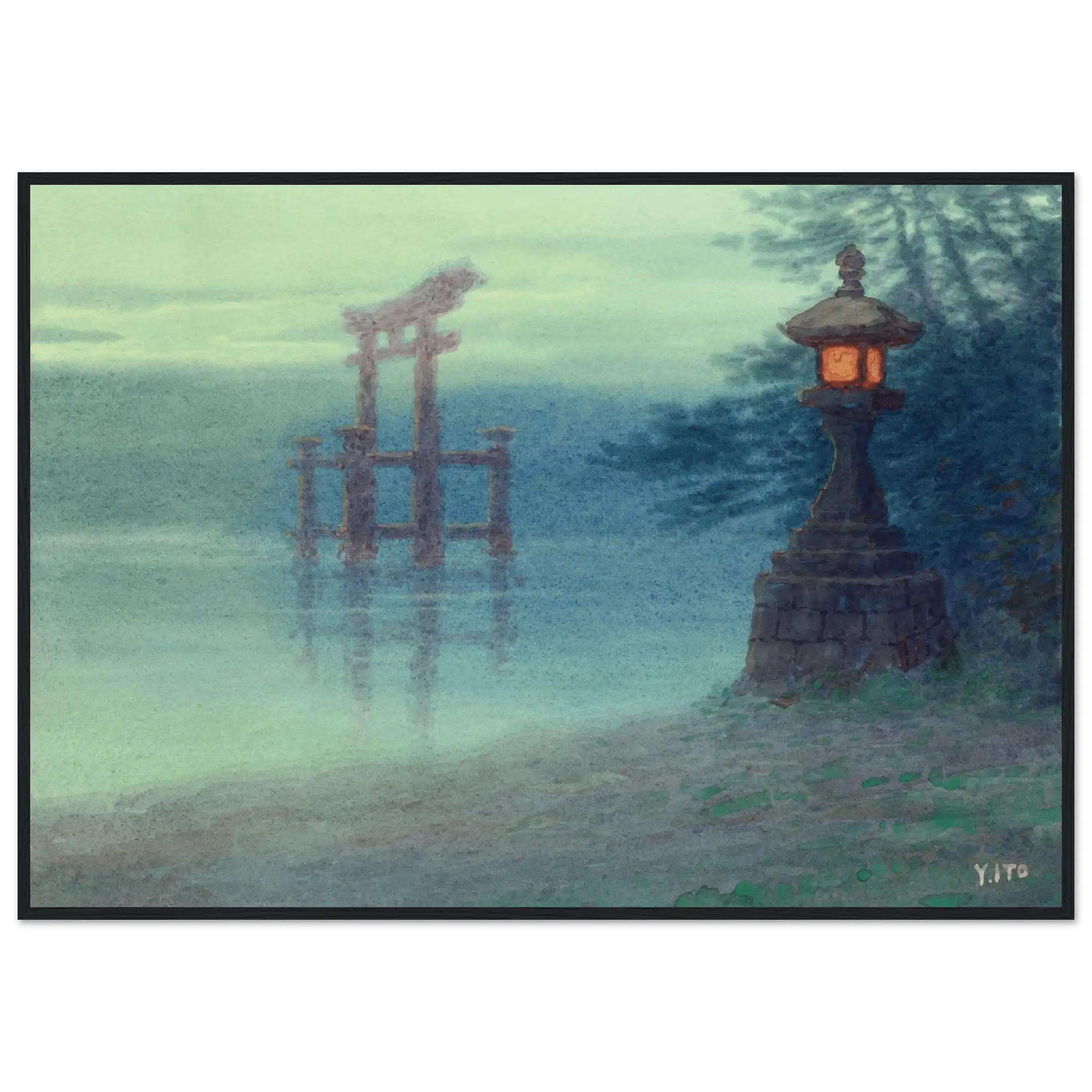 Torii im Nebel - Gerahmte Eleganz - HINORI