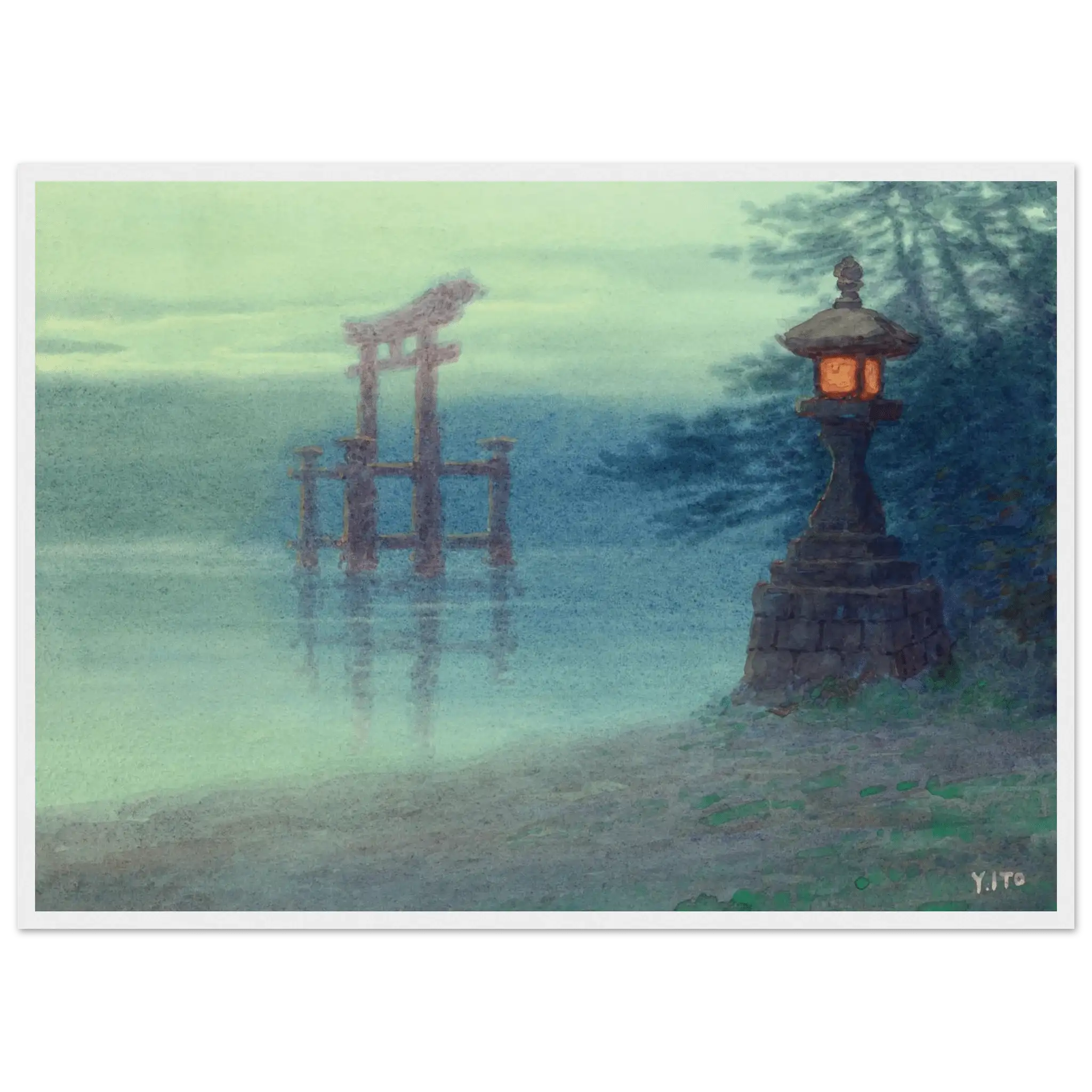 Torii im Nebel - Gerahmte Eleganz - HINORI