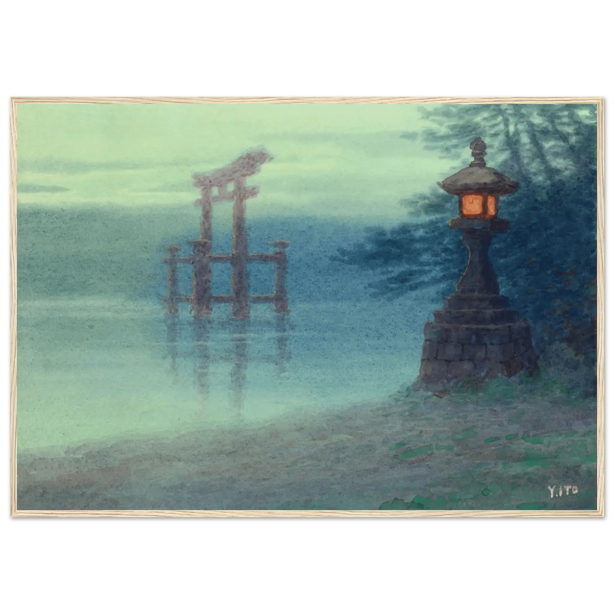 Torii im Nebel - Gerahmte Eleganz - HINORI