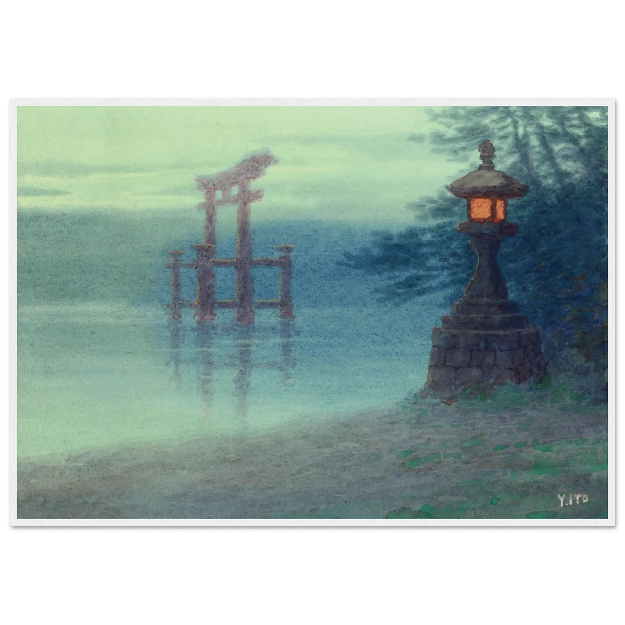 Torii im Nebel - Gerahmte Eleganz - HINORI