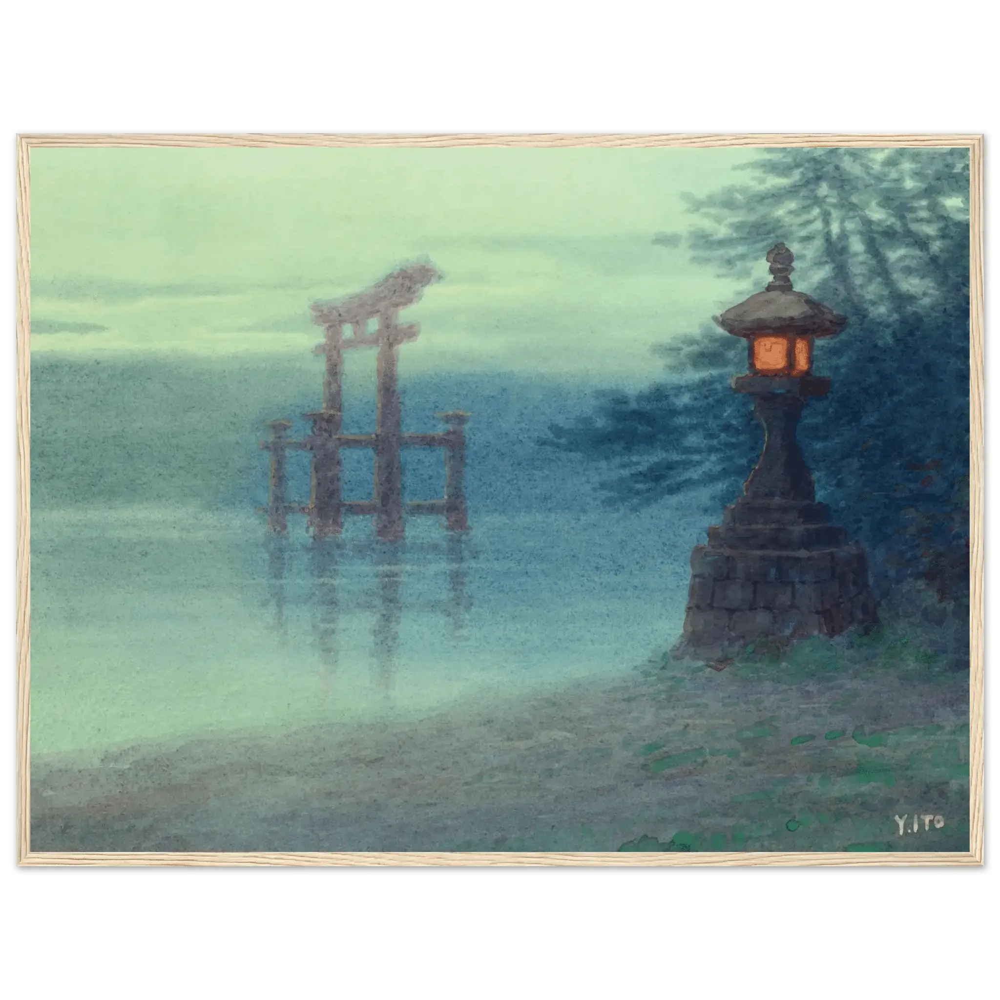 Torii im Nebel - Gerahmte Eleganz - HINORI