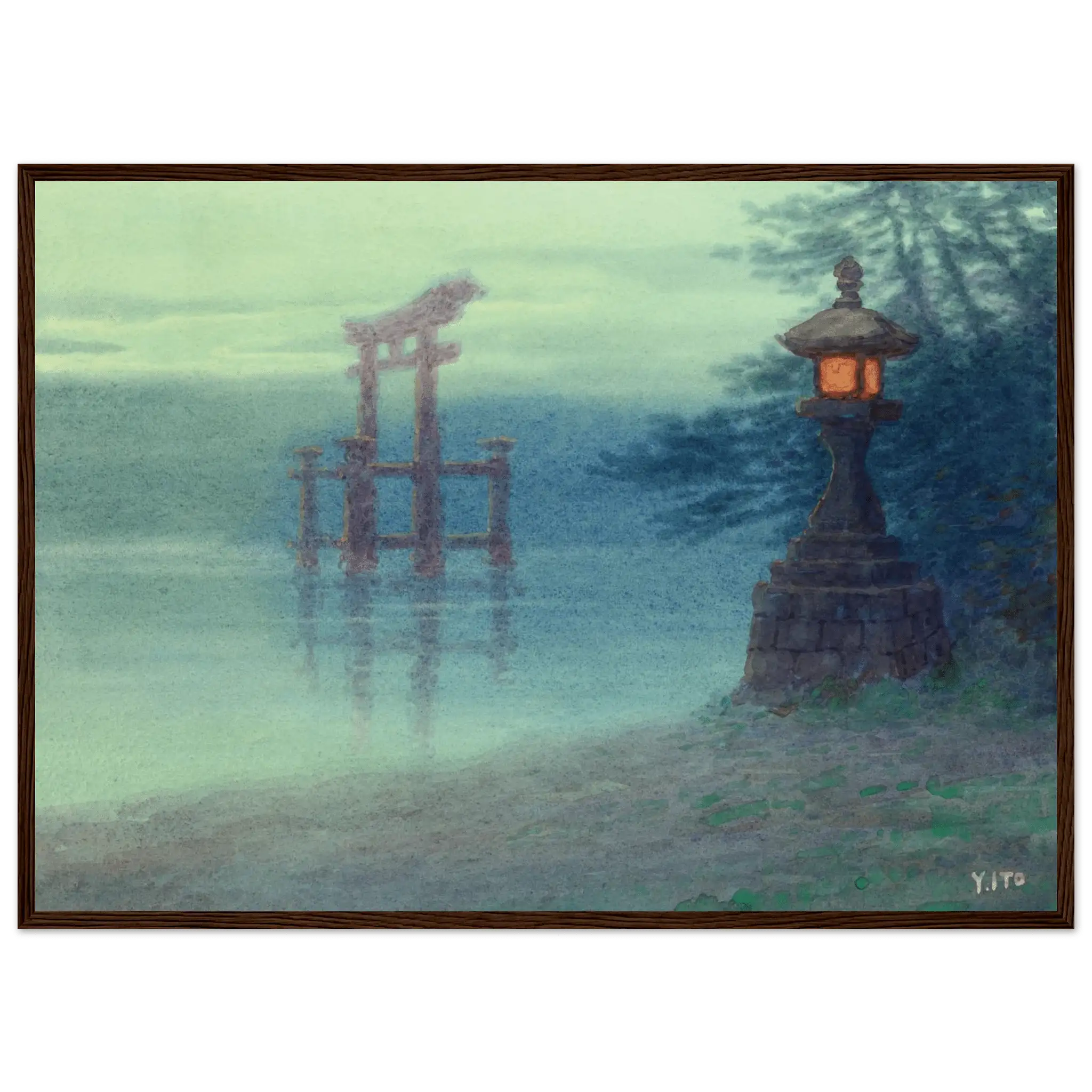 Torii im Nebel - Gerahmte Eleganz - HINORI