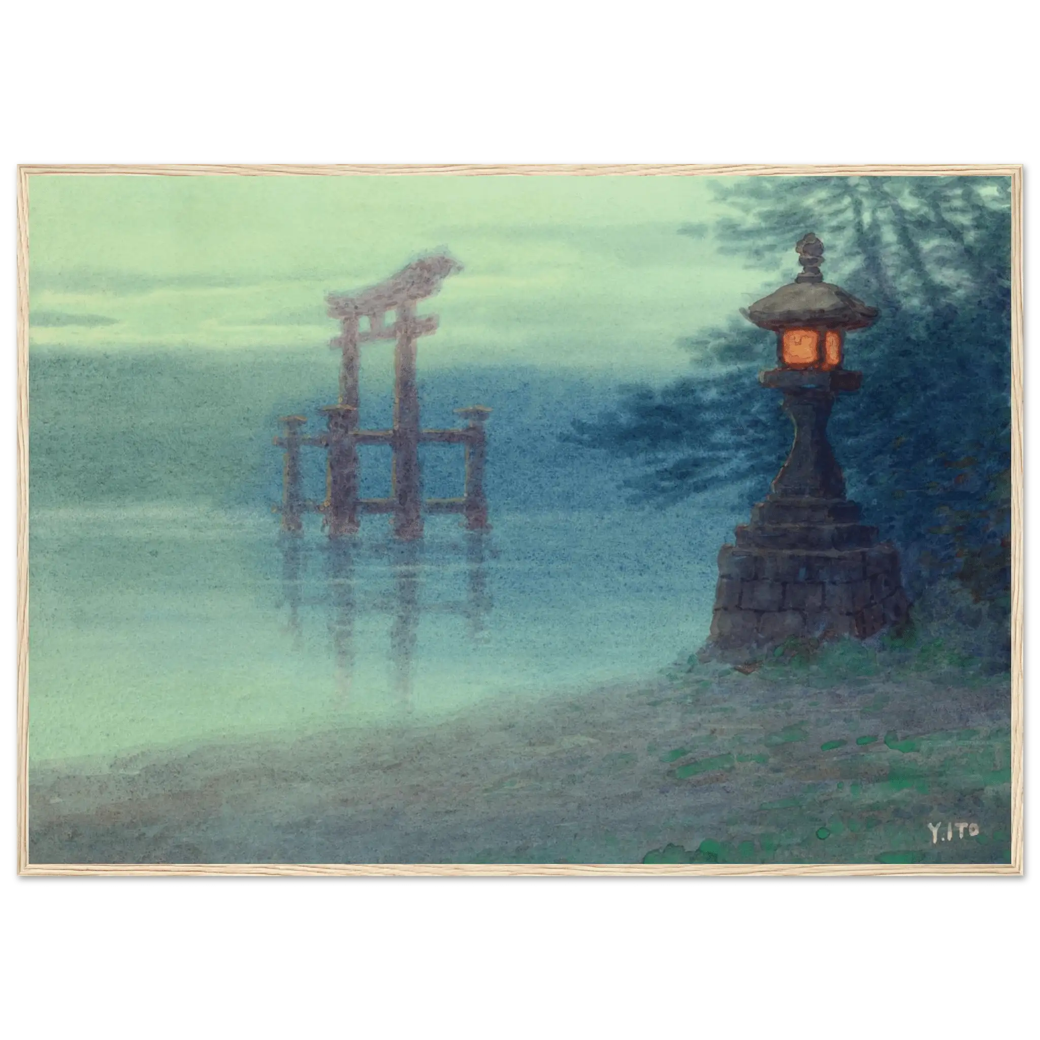 Torii im Nebel - Gerahmte Eleganz - HINORI