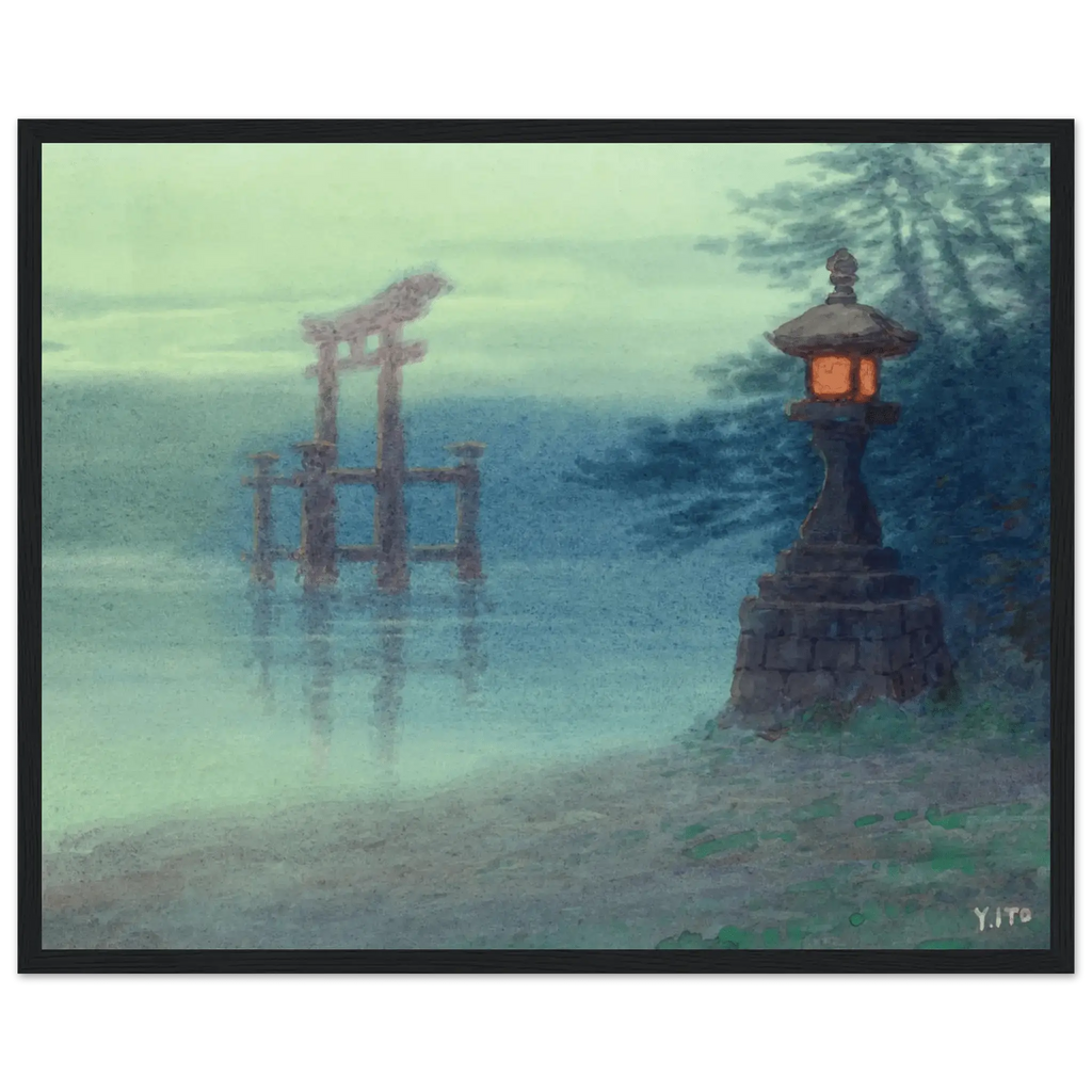 Torii im Nebel - Gerahmte Eleganz - HINORI