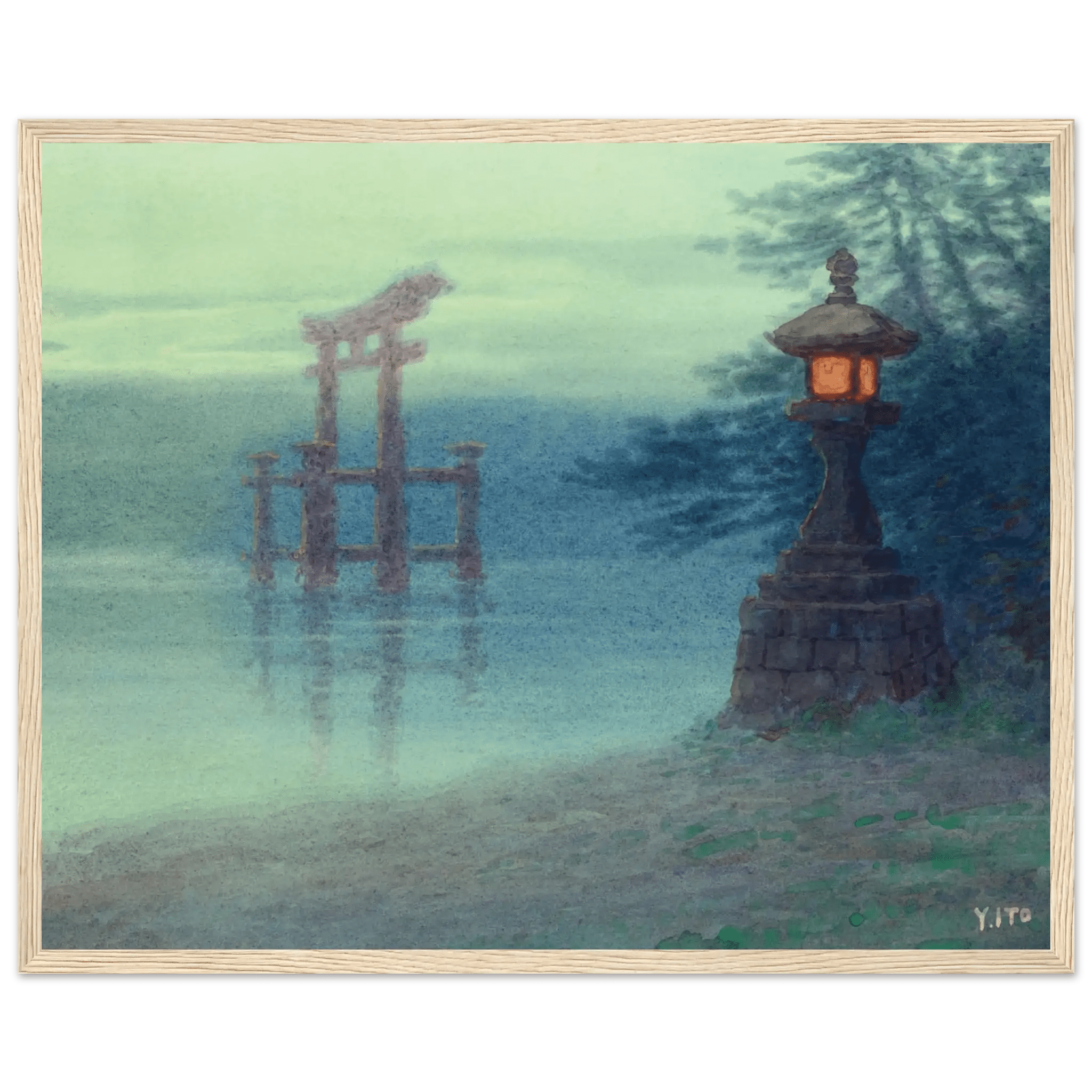 Torii im Nebel - Gerahmte Eleganz - HINORI