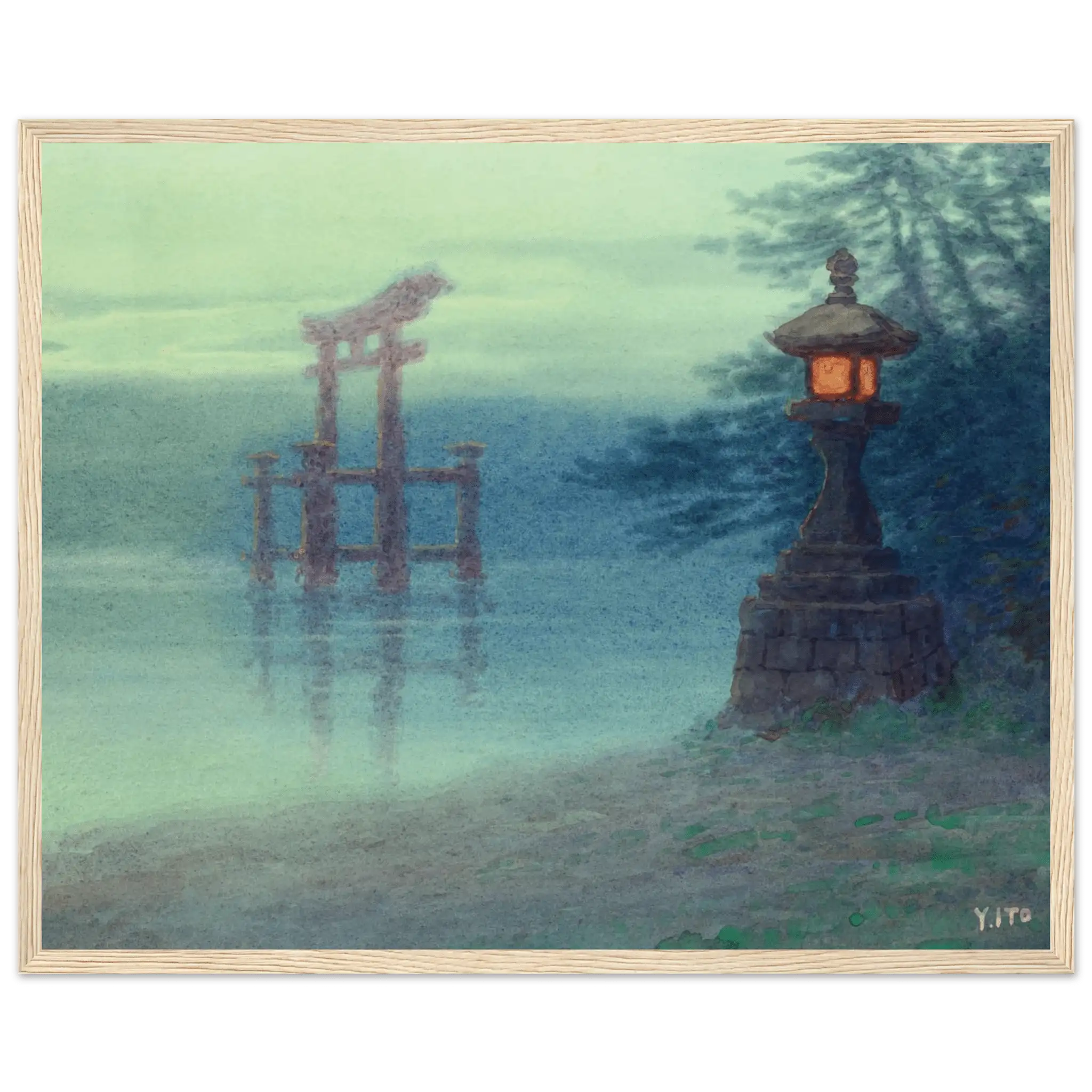 Torii im Nebel - Gerahmte Eleganz - HINORI