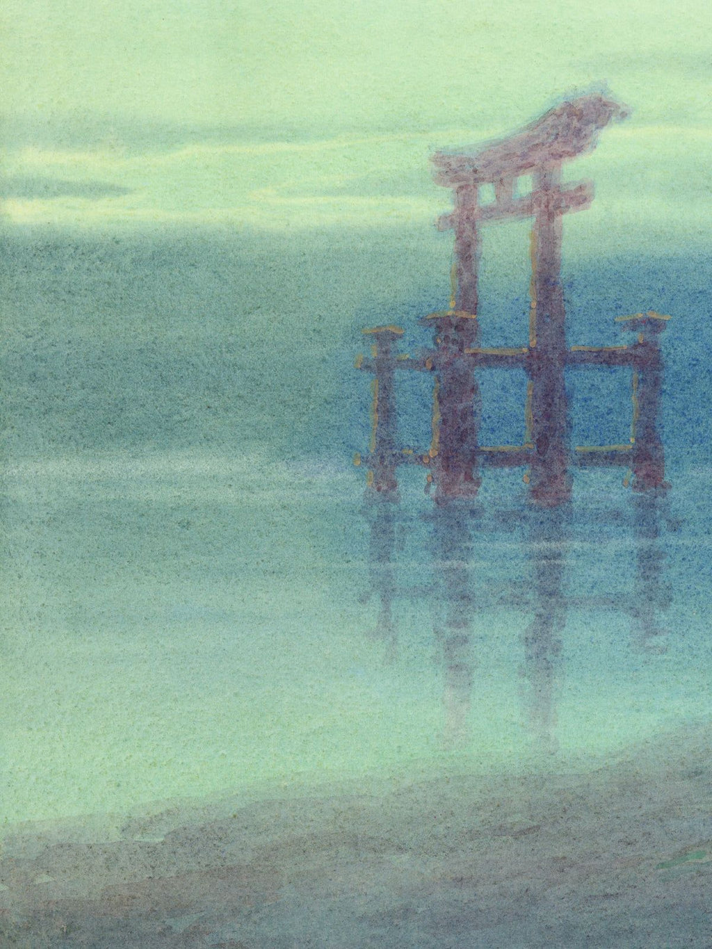 Torii im Nebel - Gerahmte Eleganz