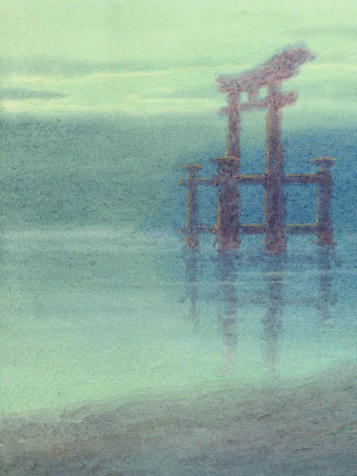 Torii im Nebel - Gerahmte Eleganz