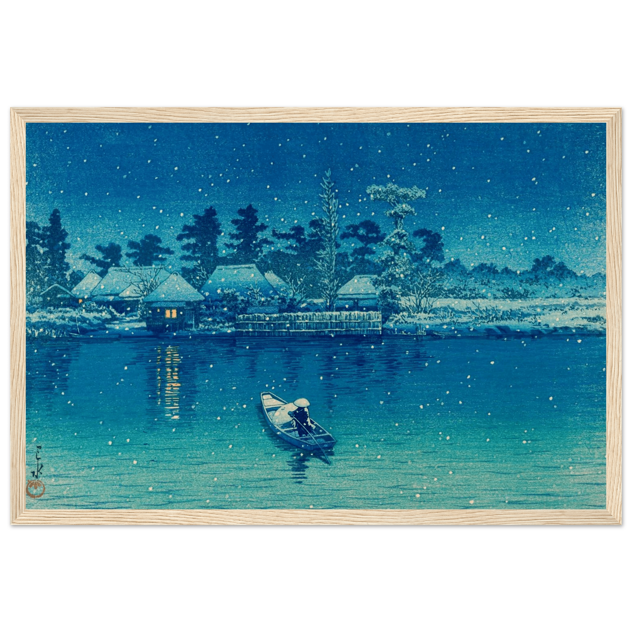 Ushibori im Schnee - Gerahmte Eleganz - HINORI