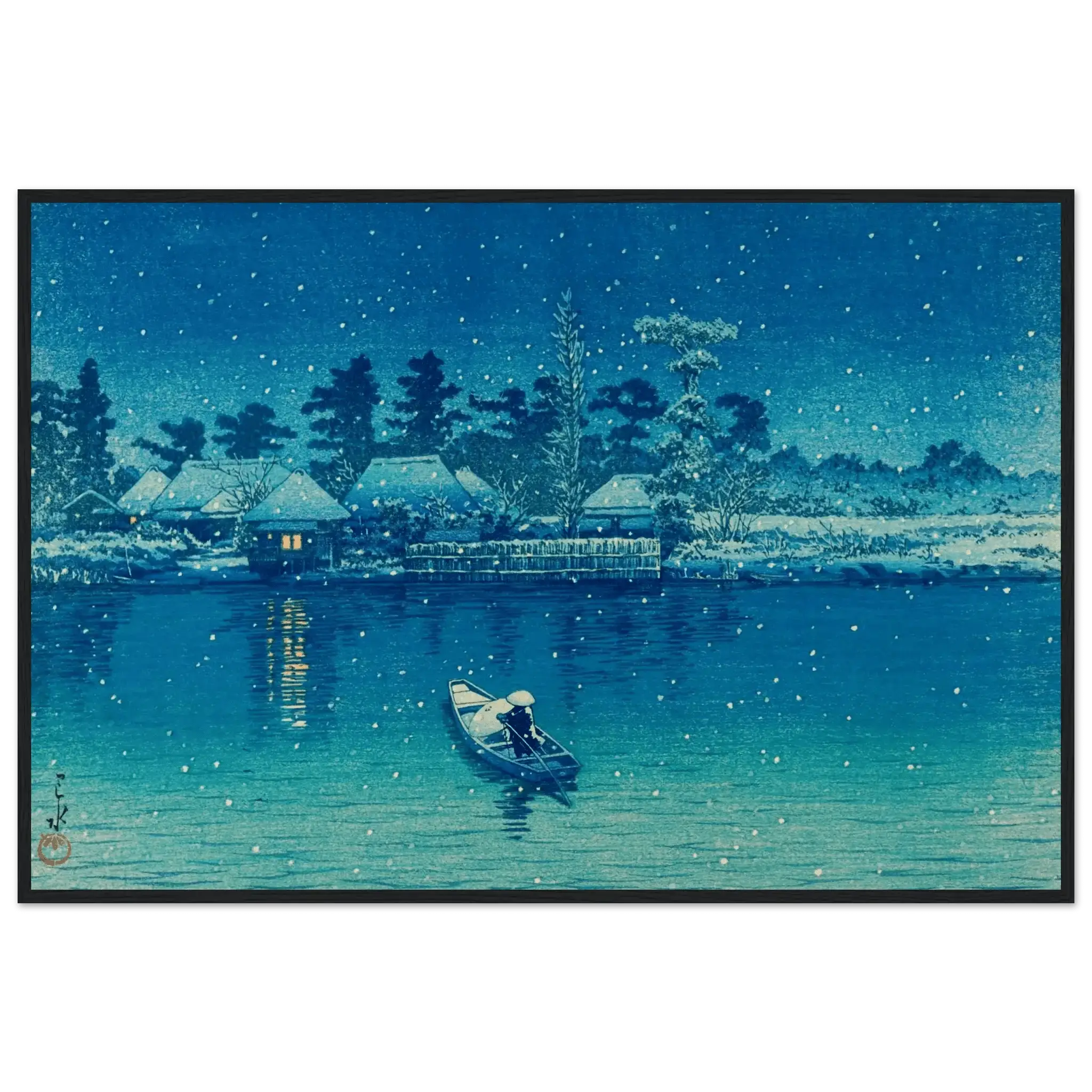 Ushibori im Schnee - Gerahmte Eleganz - HINORI