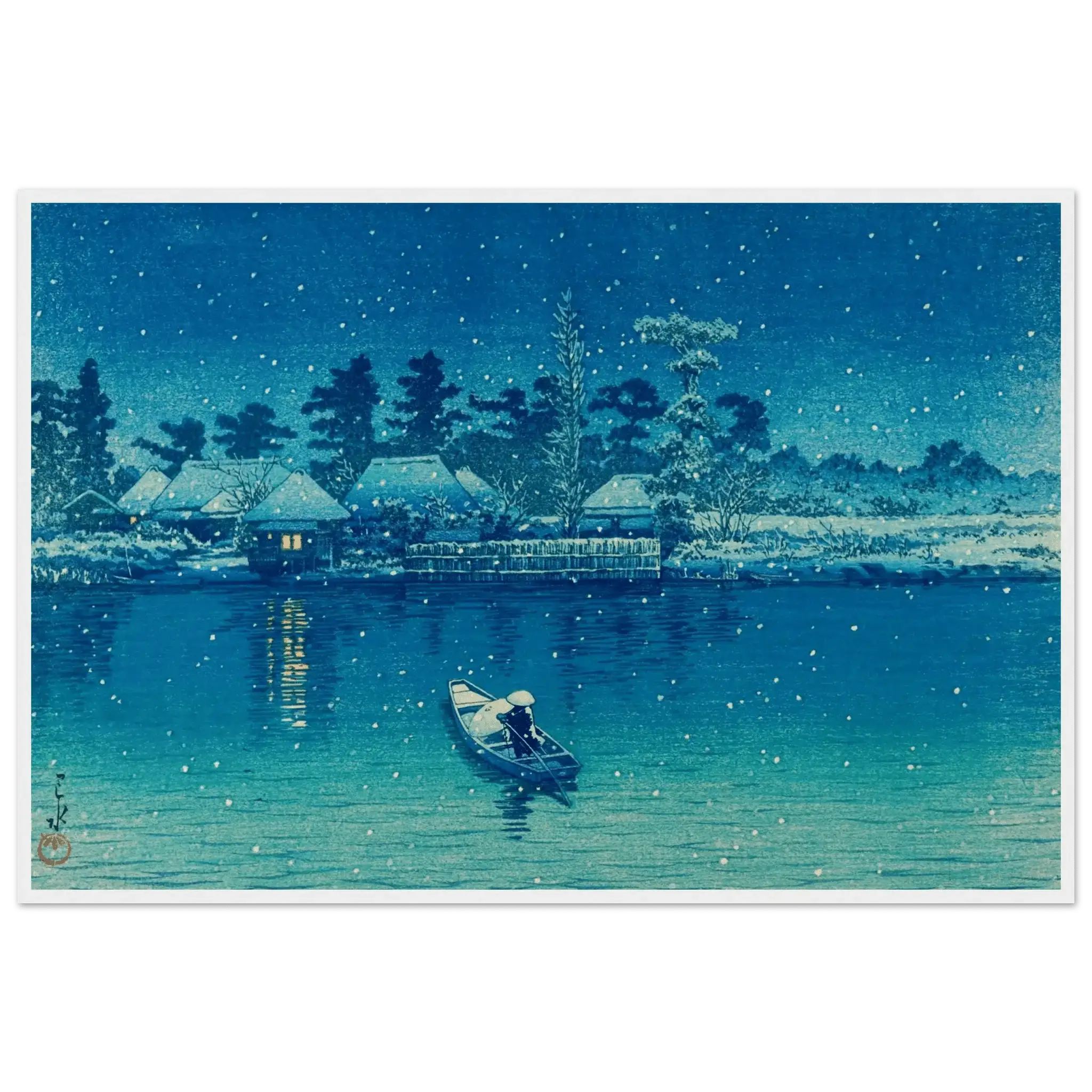 Ushibori im Schnee - Gerahmte Eleganz - HINORI