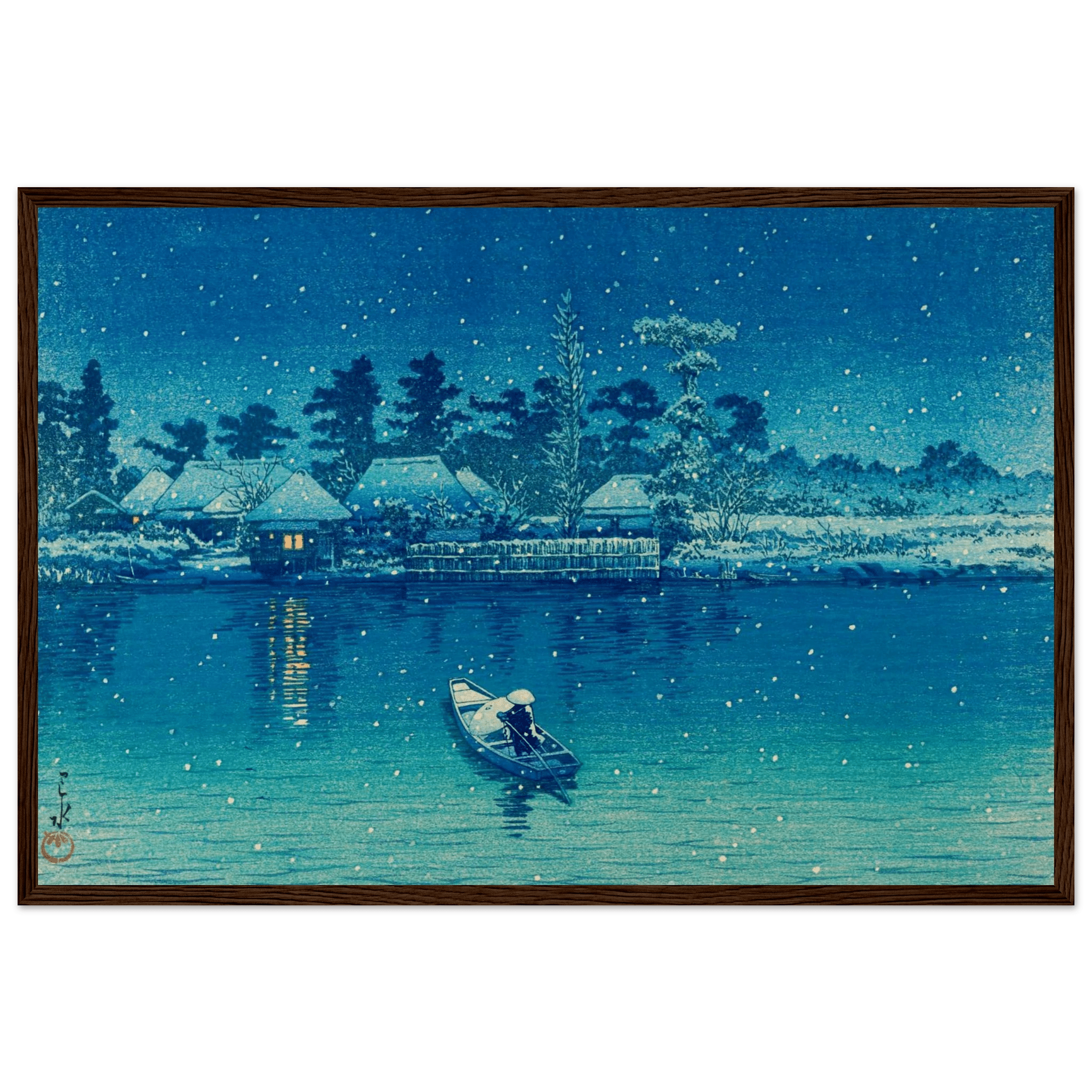 Ushibori im Schnee - Gerahmte Eleganz - HINORI