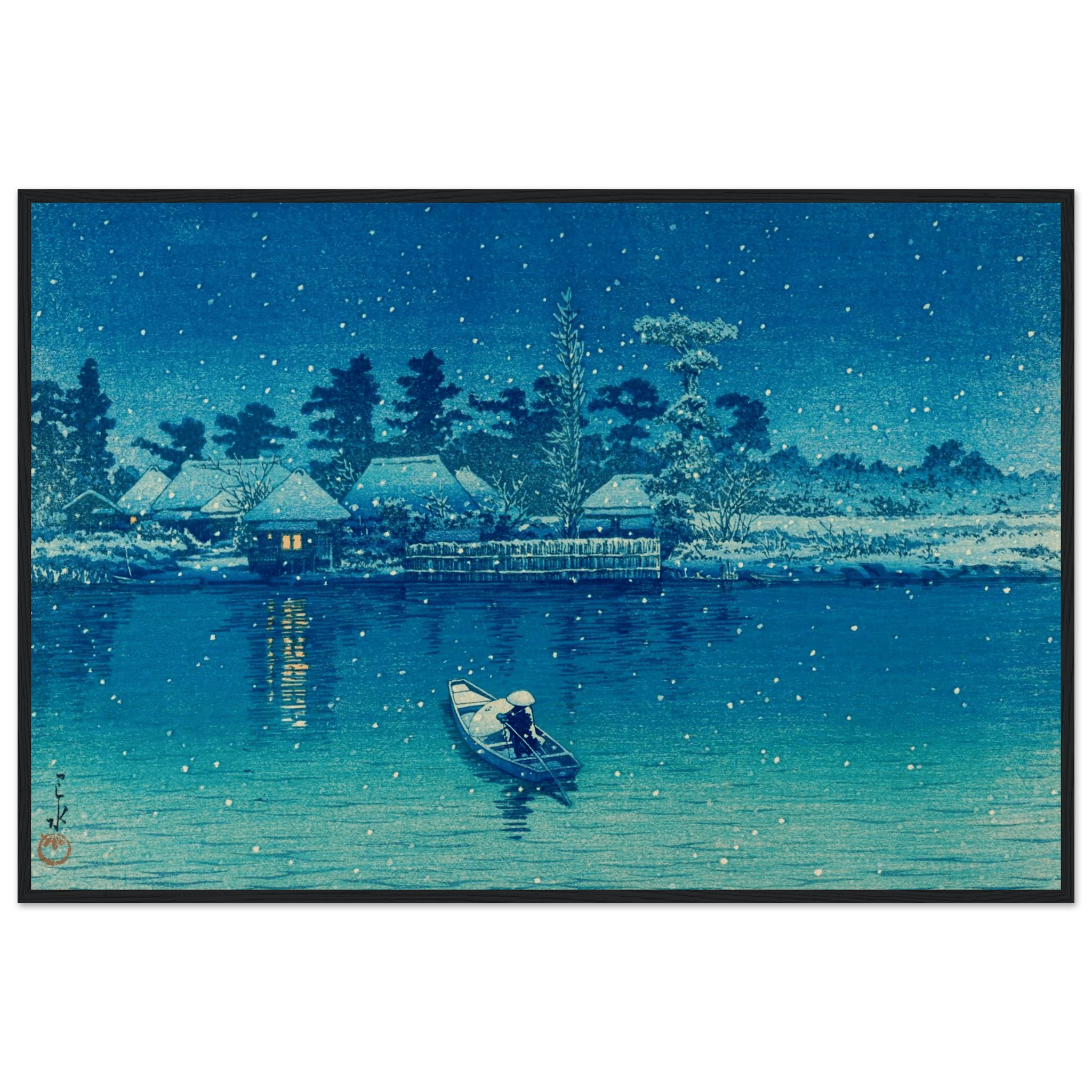 Ushibori im Schnee - Gerahmte Eleganz - HINORI