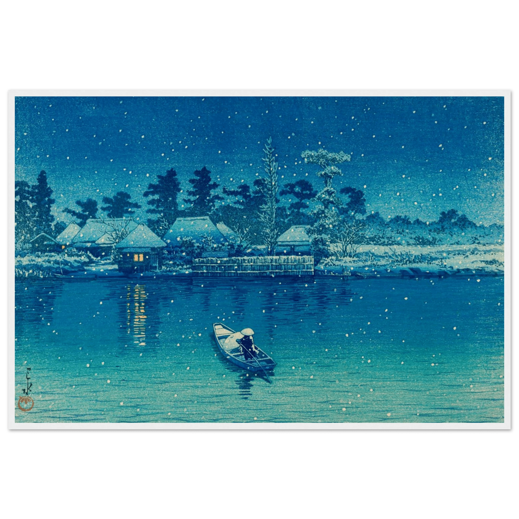 Ushibori im Schnee - Gerahmte Eleganz - HINORI