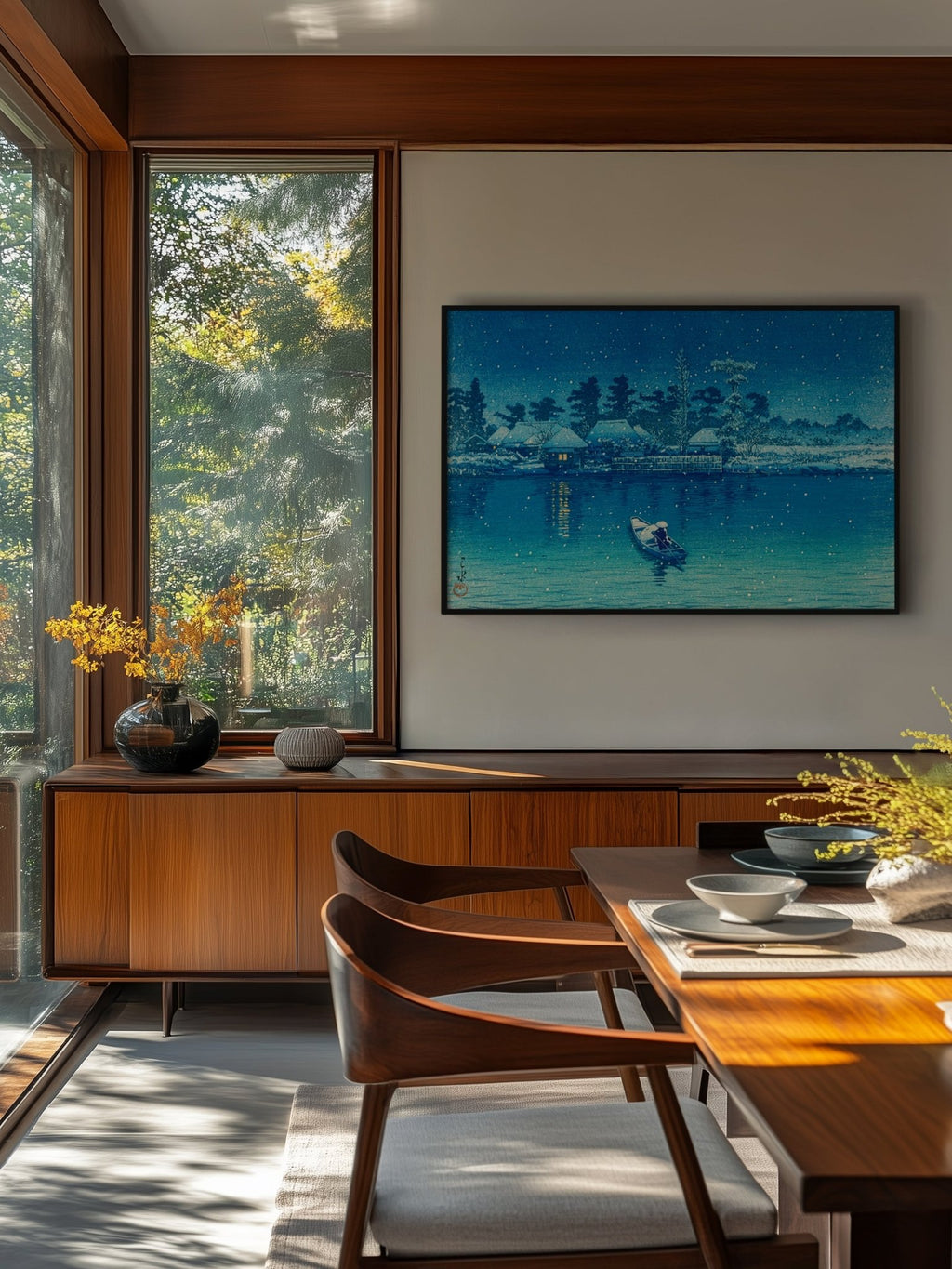 Ushibori im Schnee - Gerahmte Eleganz - HINORI