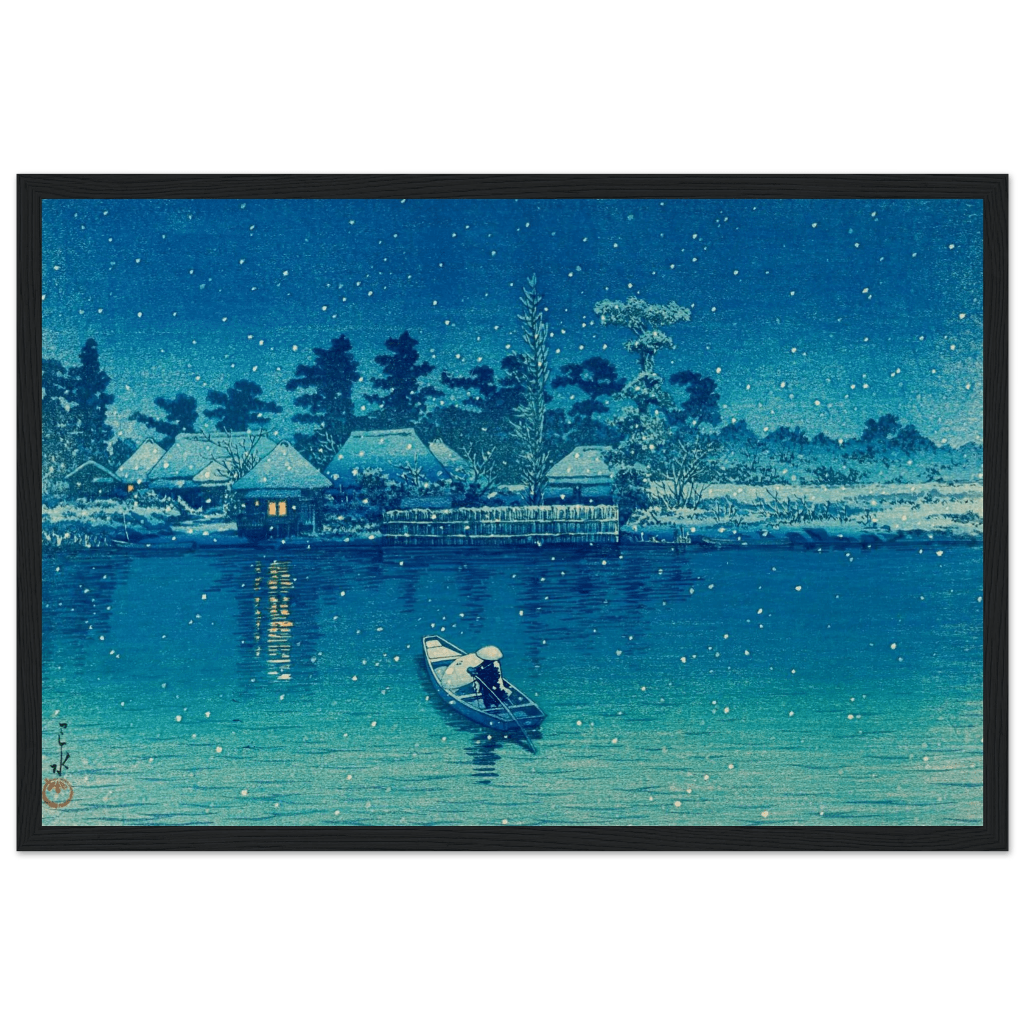 Ushibori im Schnee - Gerahmte Eleganz - HINORI