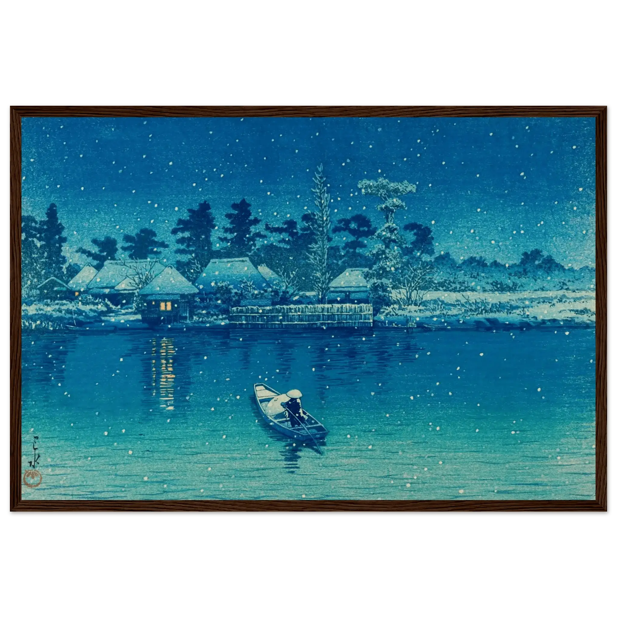 Ushibori im Schnee - Gerahmte Eleganz - HINORI