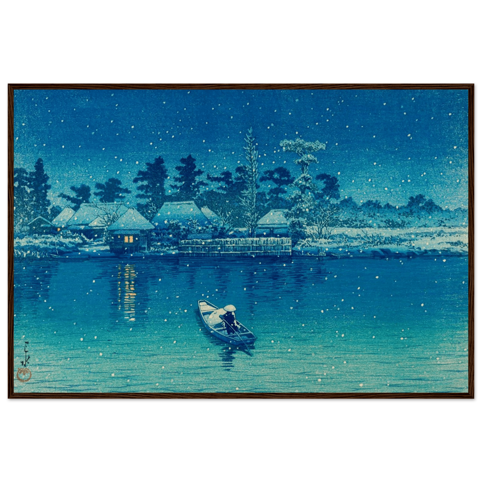 Ushibori im Schnee - Gerahmte Eleganz - HINORI