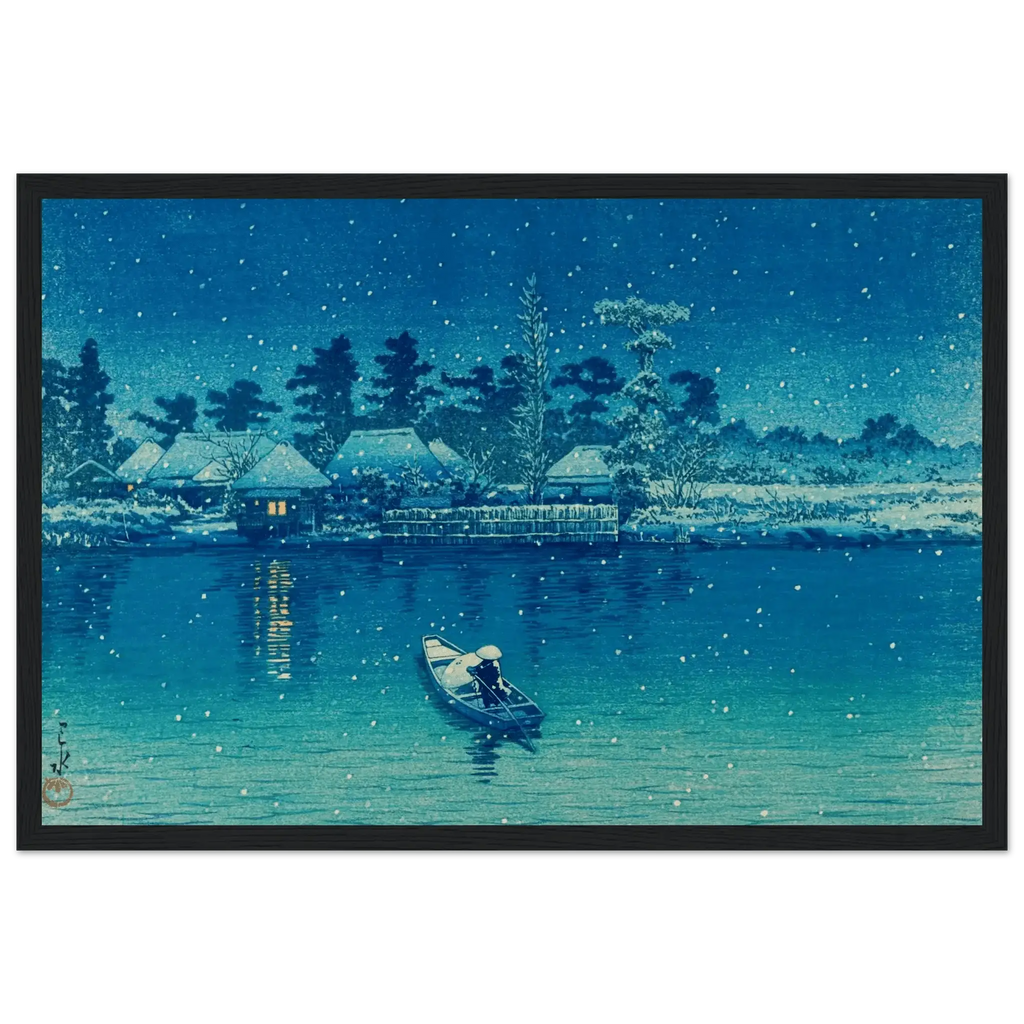 Ushibori im Schnee - Gerahmte Eleganz - HINORI