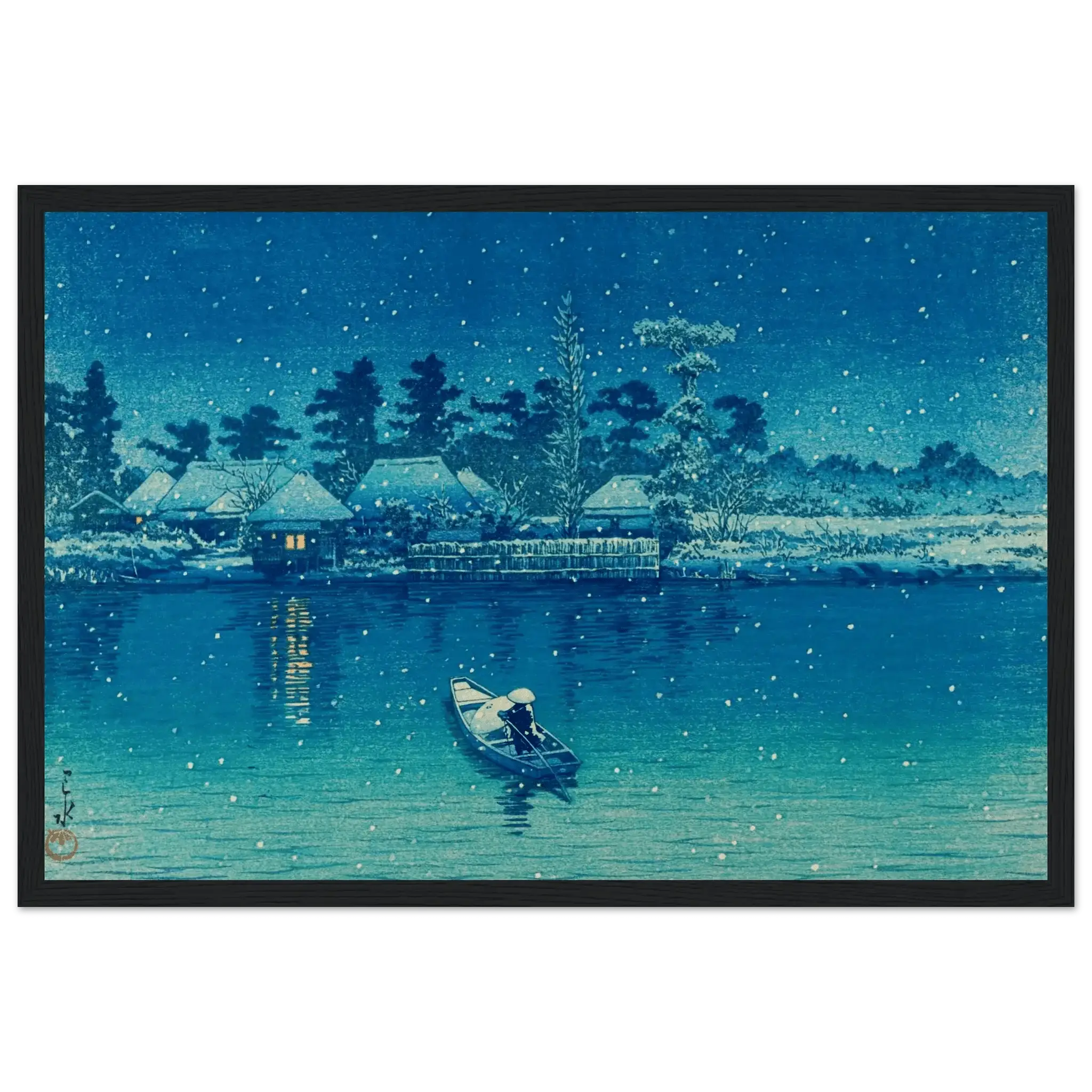 Ushibori im Schnee - Gerahmte Eleganz - HINORI