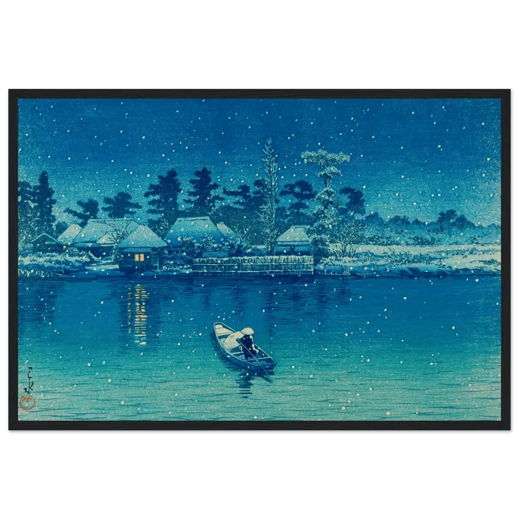 Ushibori im Schnee - Gerahmte Eleganz - HINORI