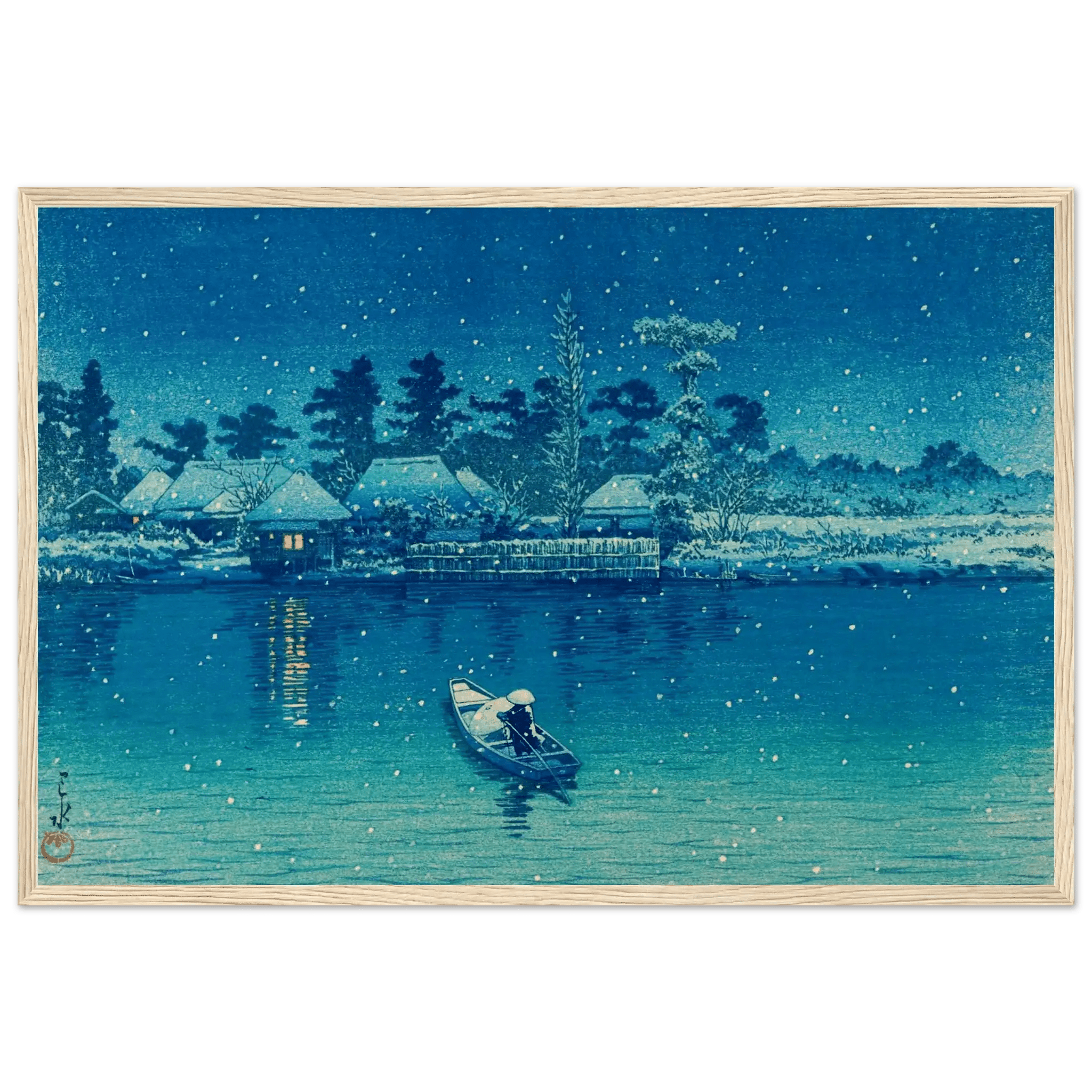 Ushibori im Schnee - Gerahmte Eleganz - HINORI