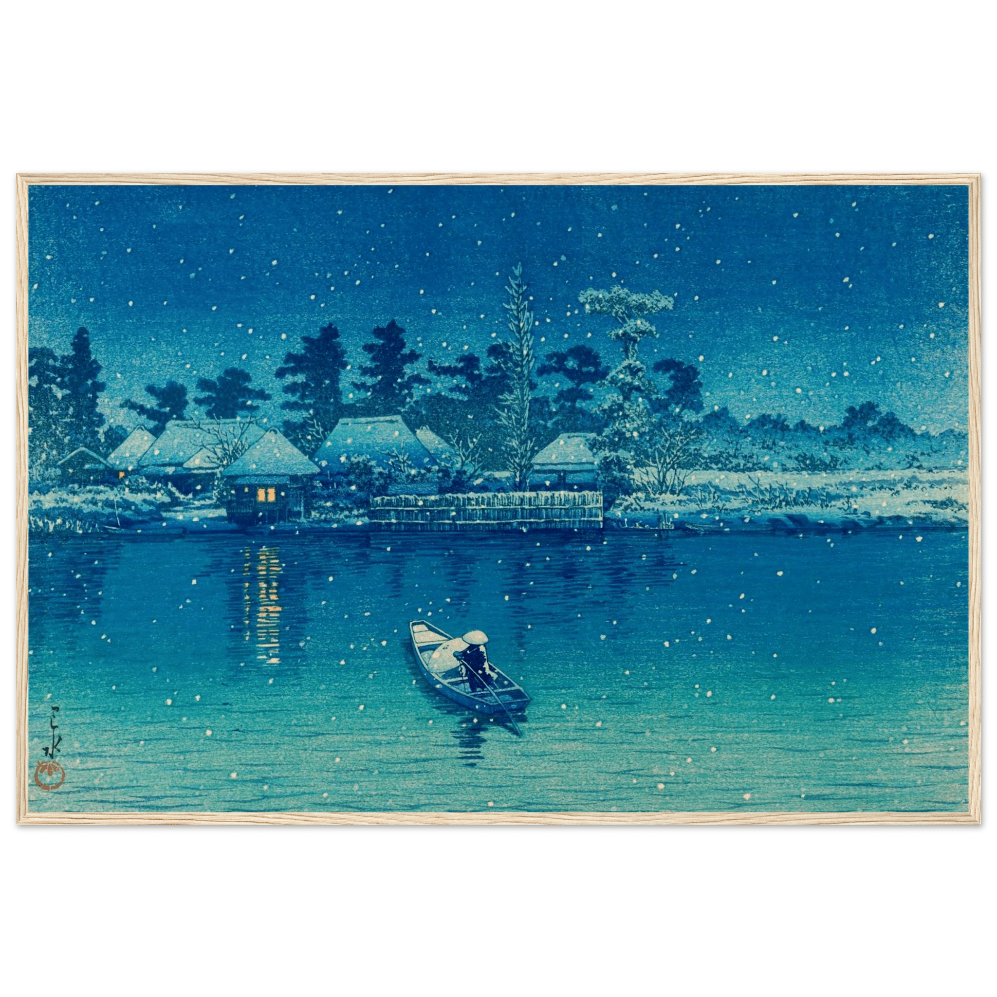 Ushibori im Schnee - Gerahmte Eleganz - HINORI