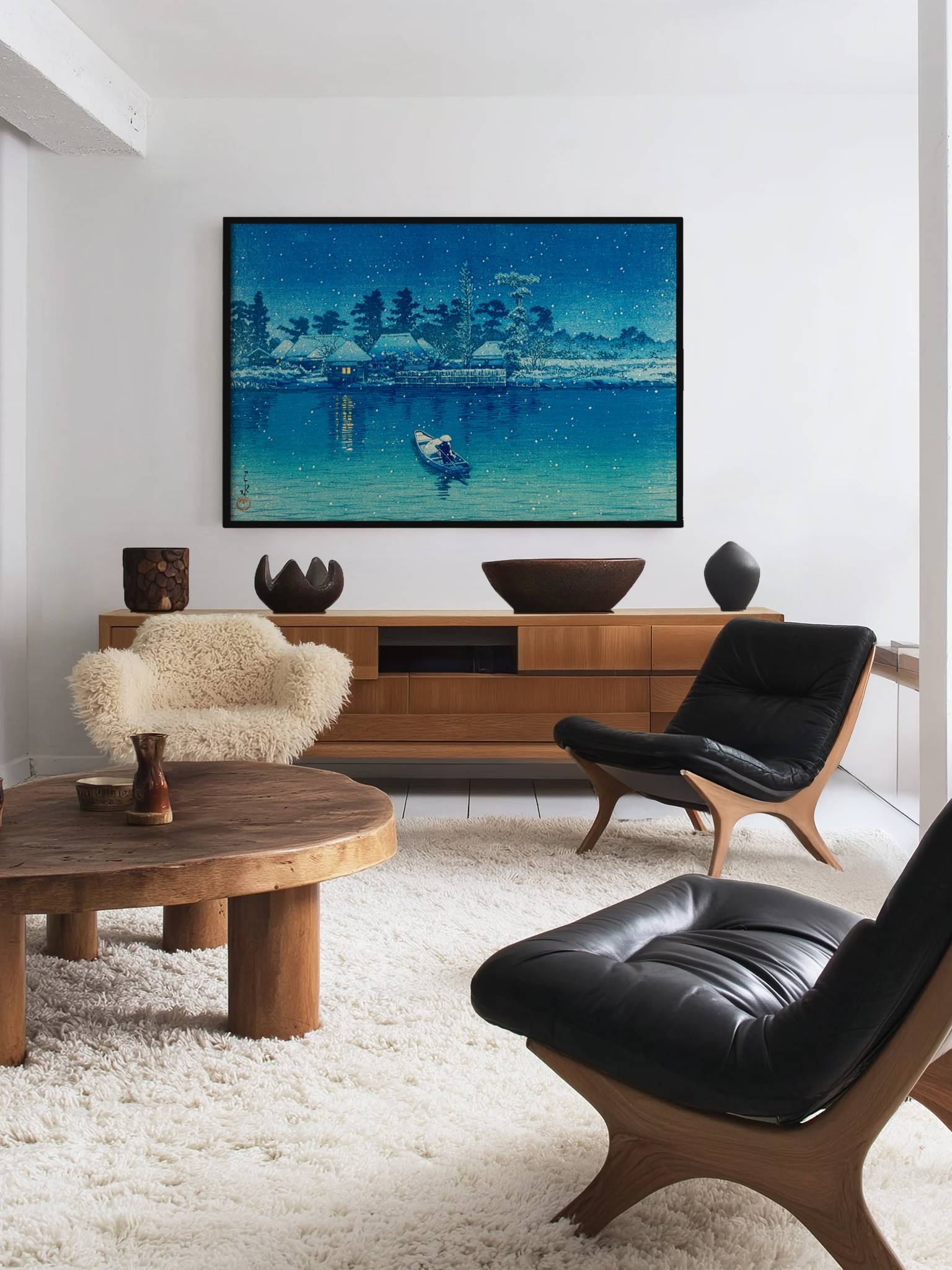 Ushibori im Schnee - Gerahmte Eleganz