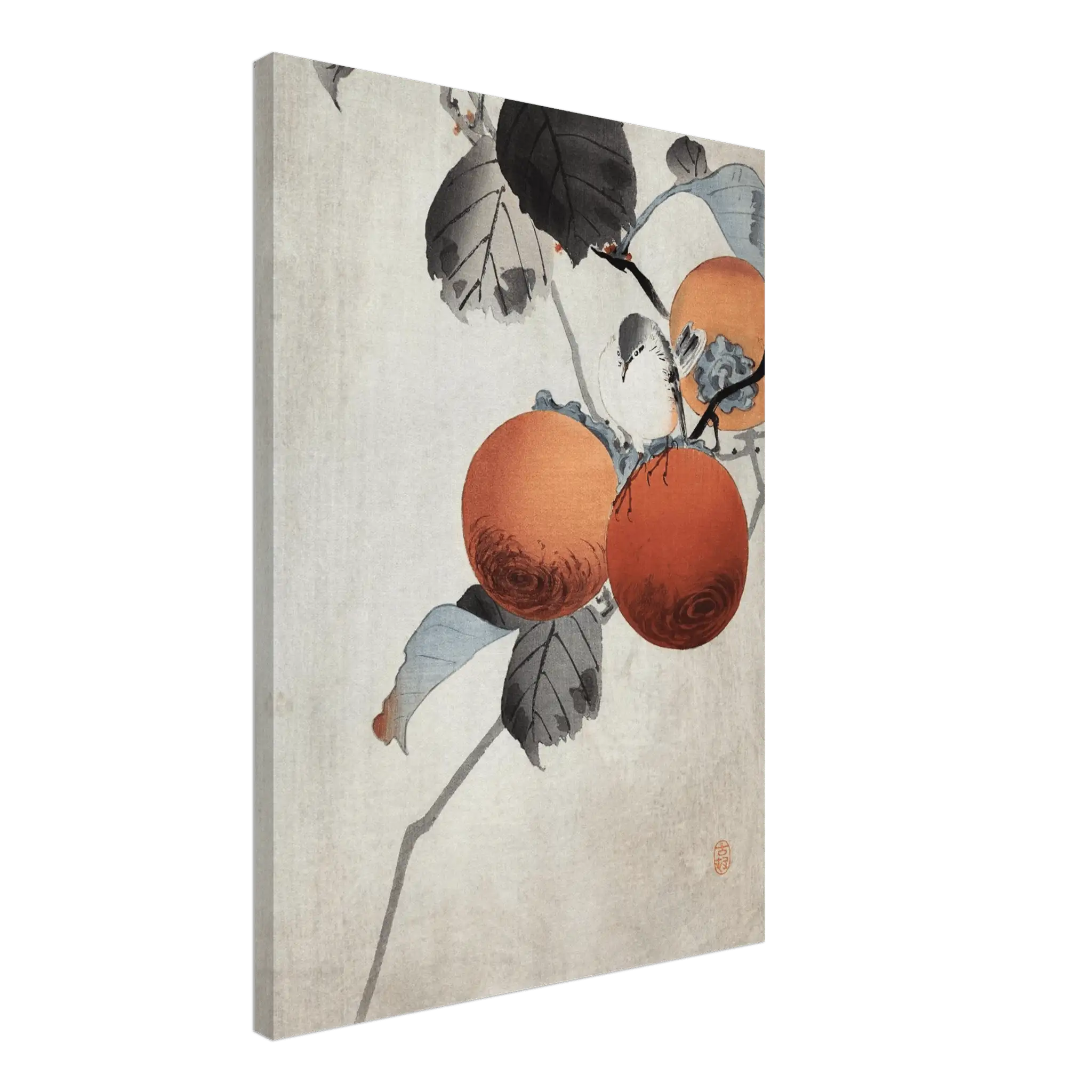 Vogel auf Kaki - Zweigen - Leinwand Edition - HINORI