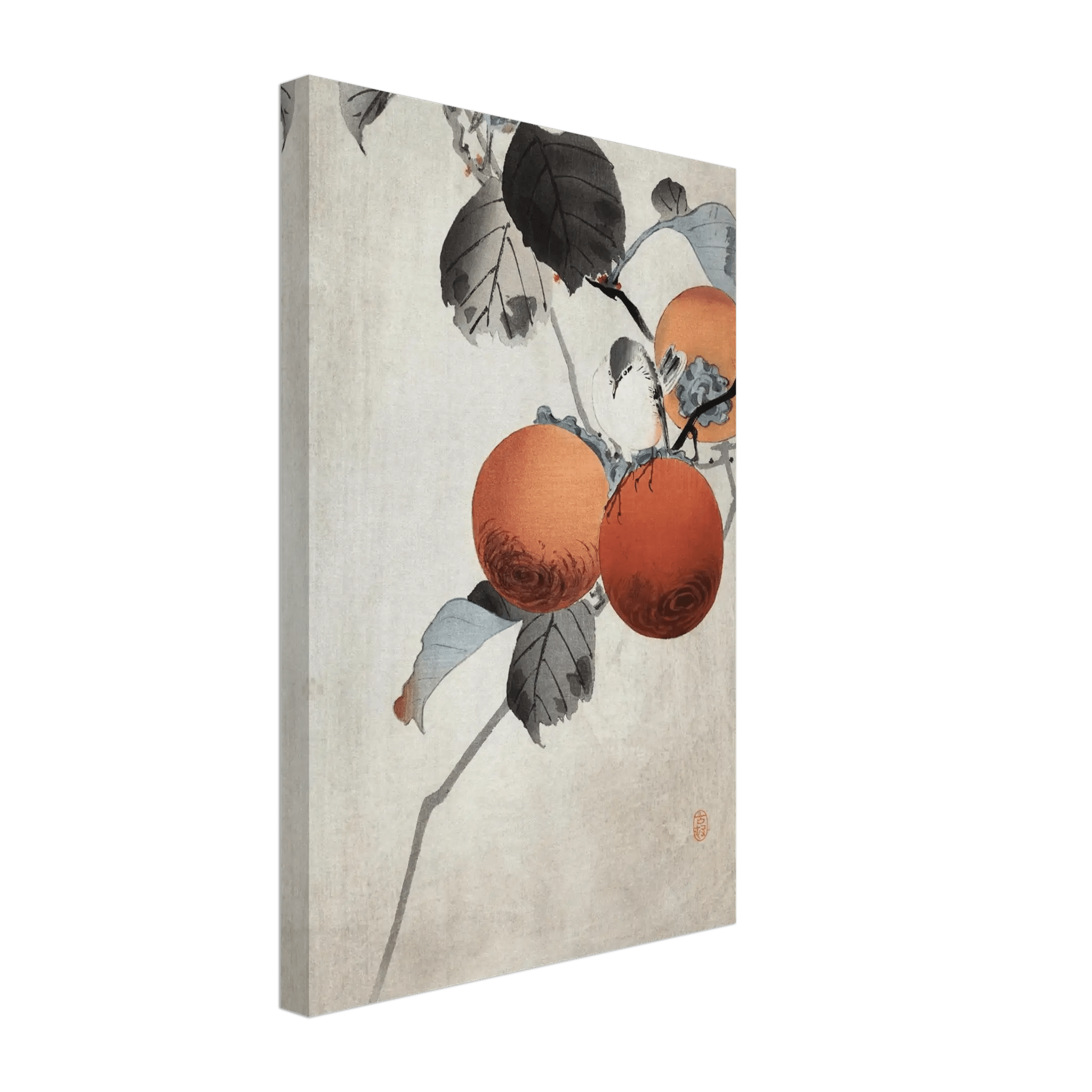 Vogel auf Kaki - Zweigen - Leinwand Edition - HINORI