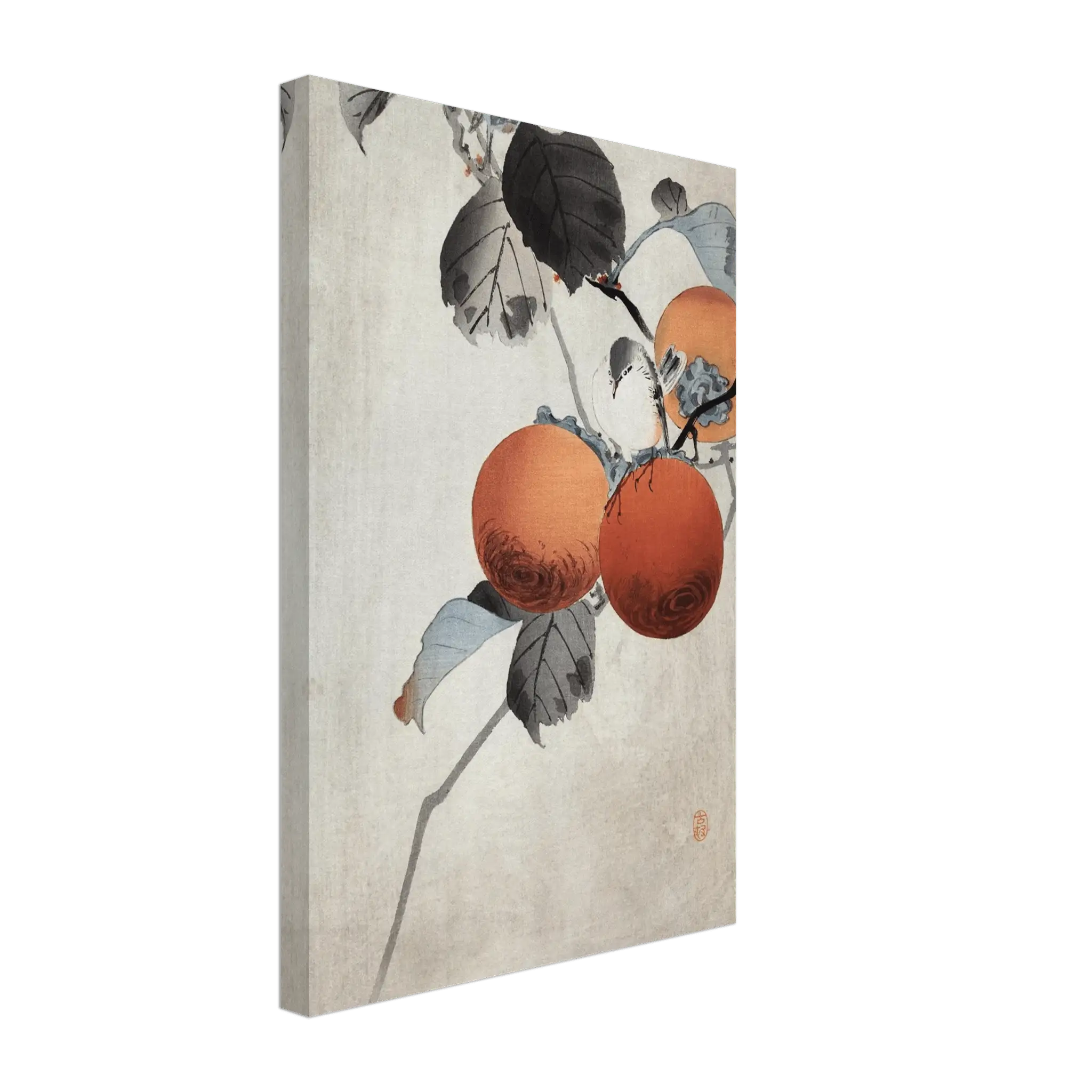 Vogel auf Kaki - Zweigen - Leinwand Edition - HINORI