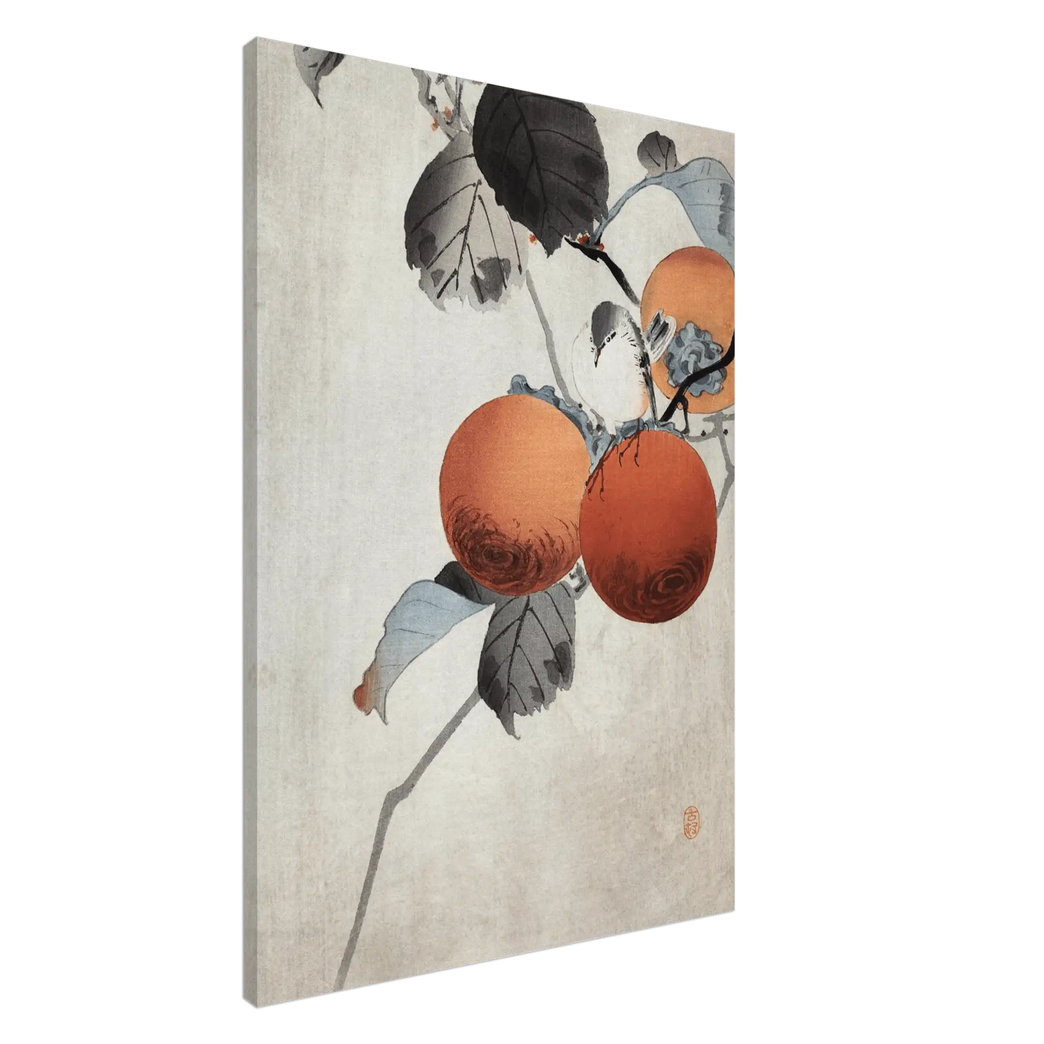 Vogel auf Kaki - Zweigen - Leinwand Edition - HINORI